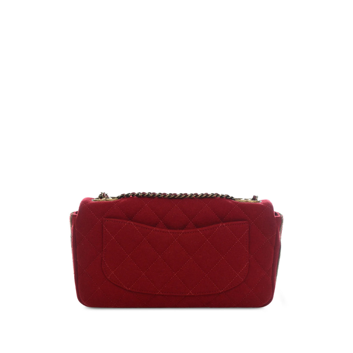 Chanel Medium Quilted Mixed Fibers CC Eyelet Flap — Red