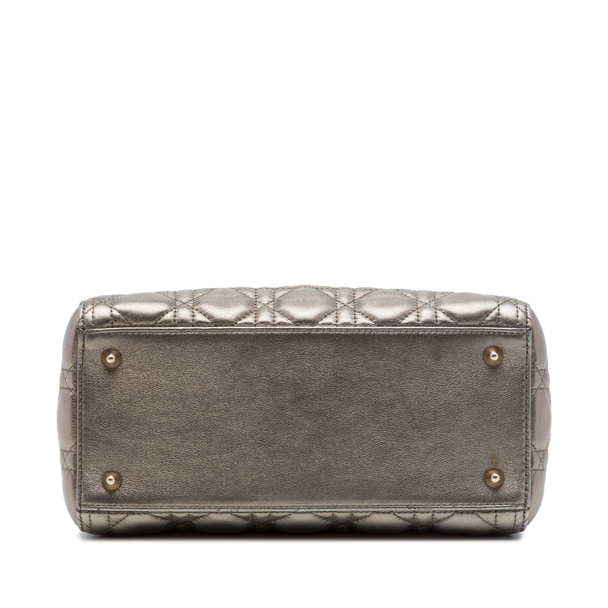 Dior Medium Metallic Lambskin Cannage Lady Dior — Silver