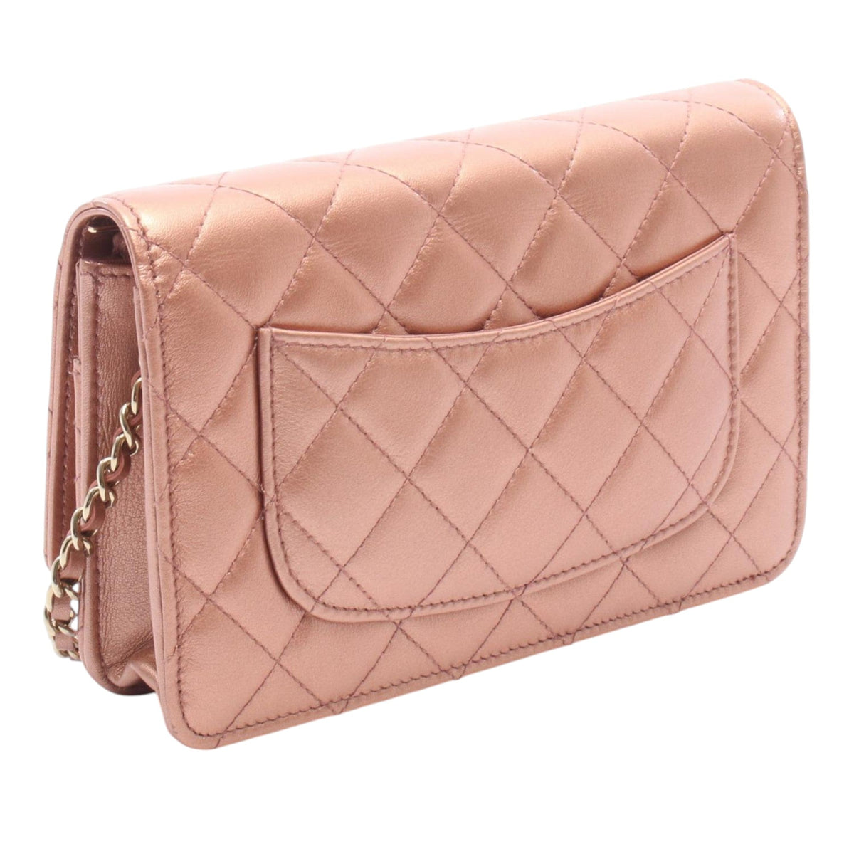Chanel CC Quilted Metallic Lambskin Wallet on Chain