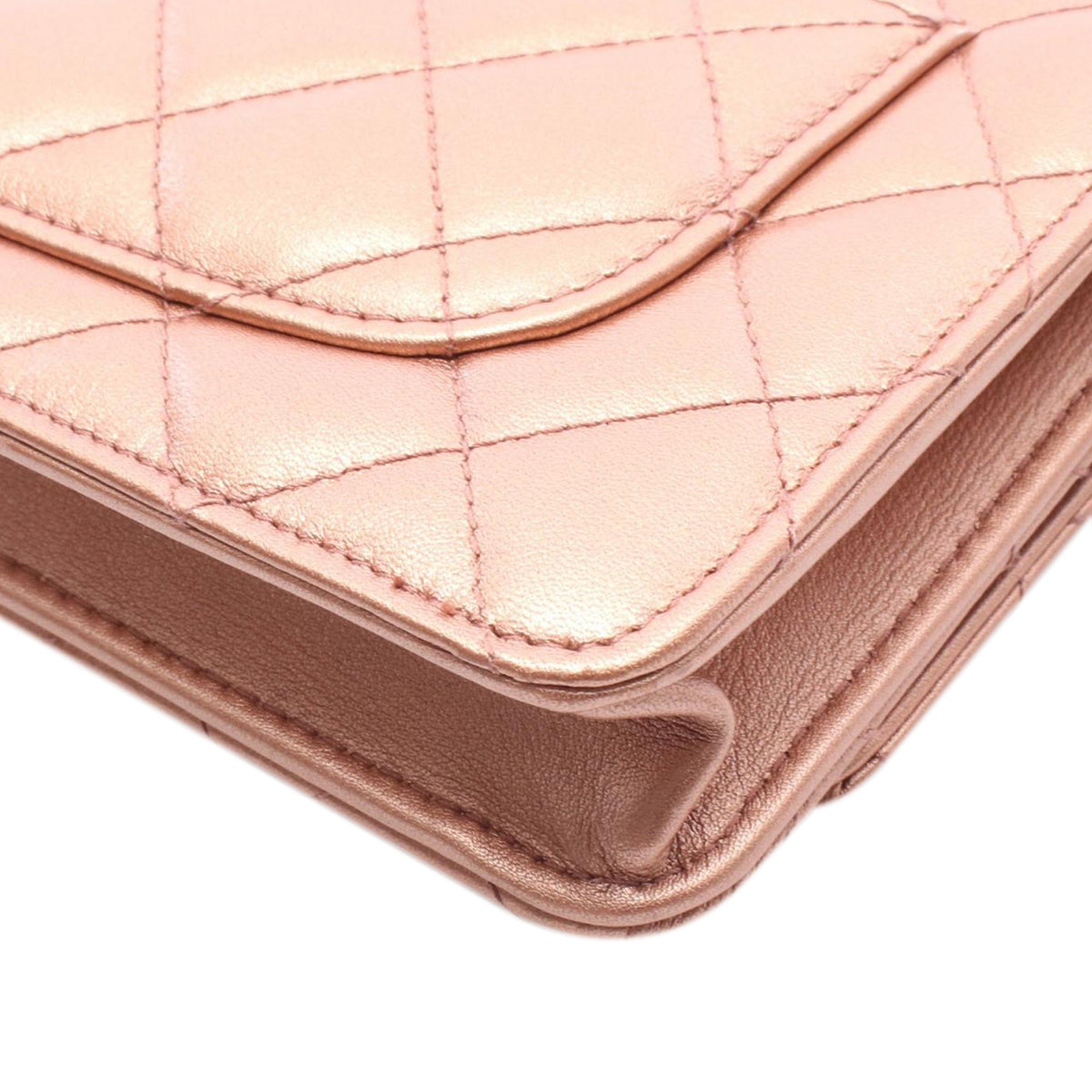 Chanel CC Quilted Metallic Lambskin Wallet on Chain