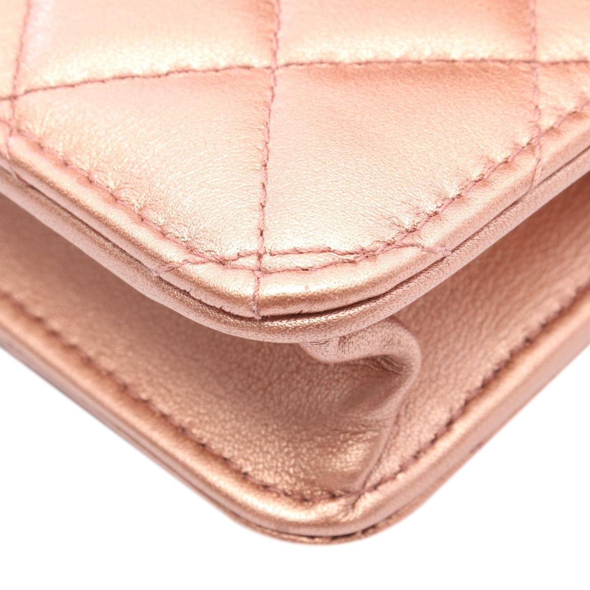 Chanel CC Quilted Metallic Lambskin Wallet on Chain