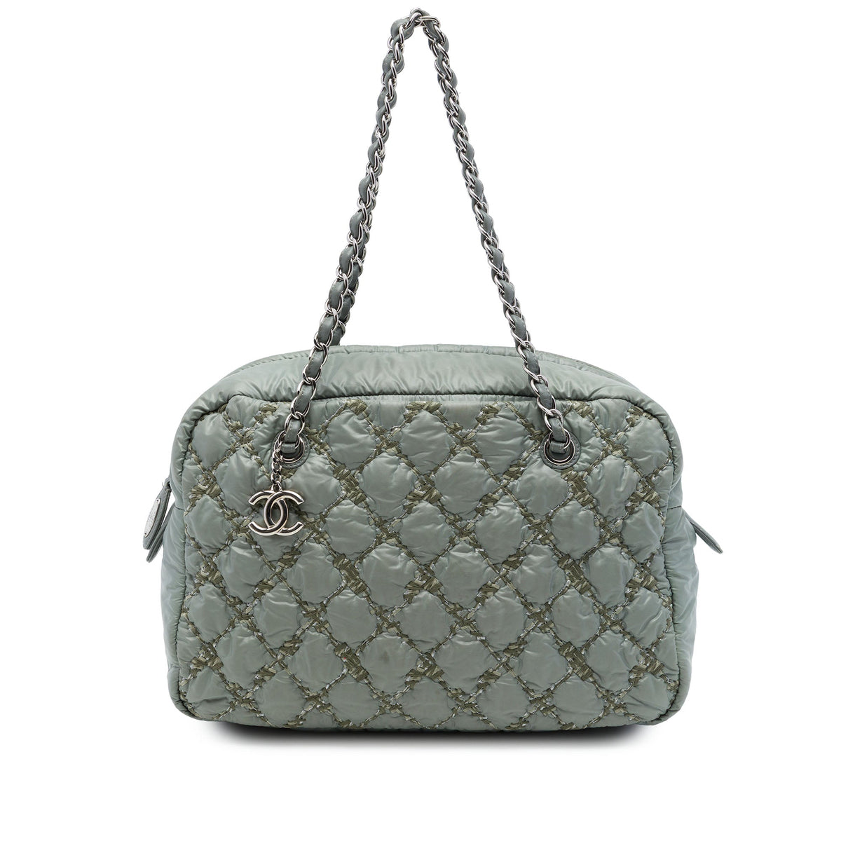 Chanel Paris Byzance Nylon Tweed On Stitch Bowler Bag — Gray