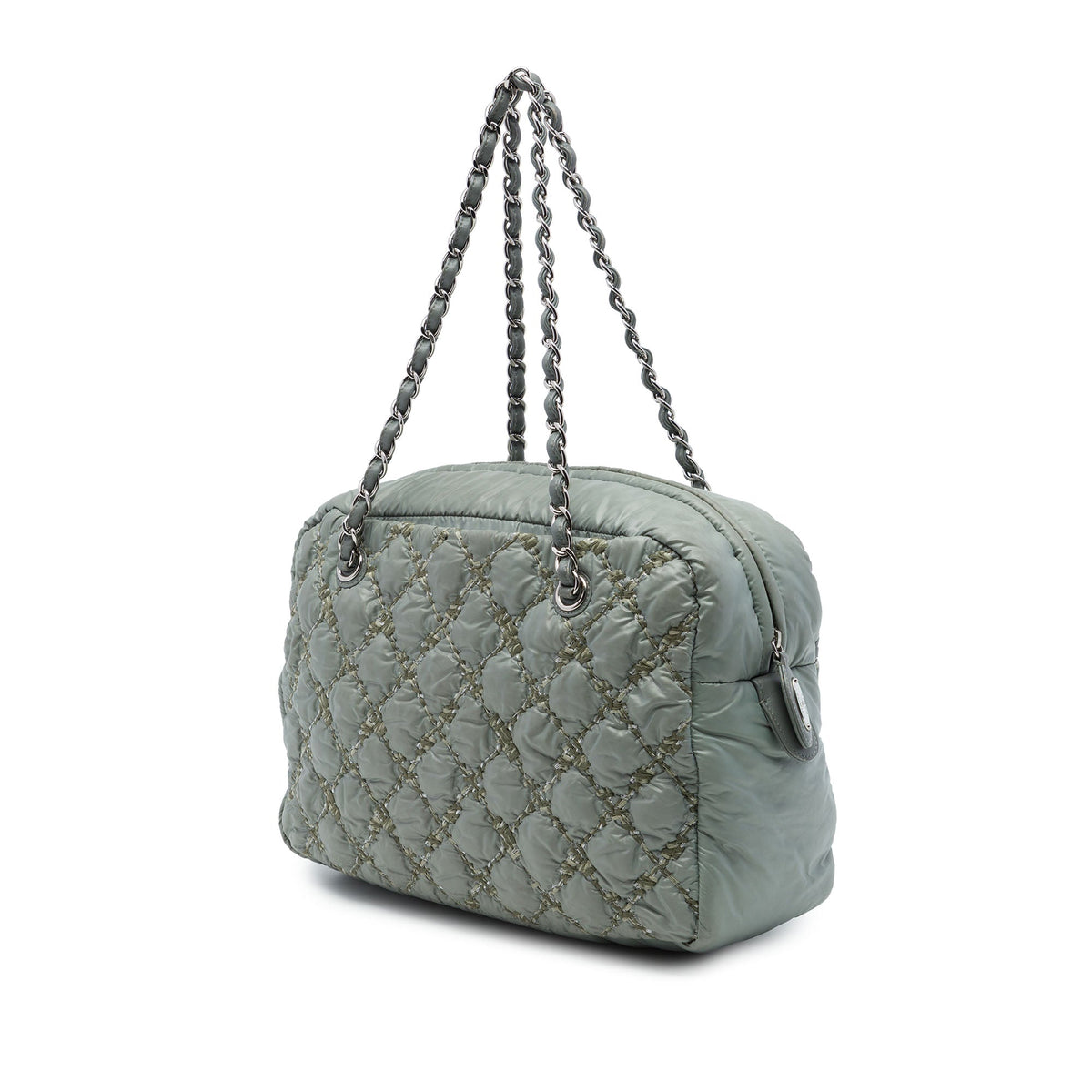 Chanel Paris Byzance Nylon Tweed On Stitch Bowler Bag — Gray