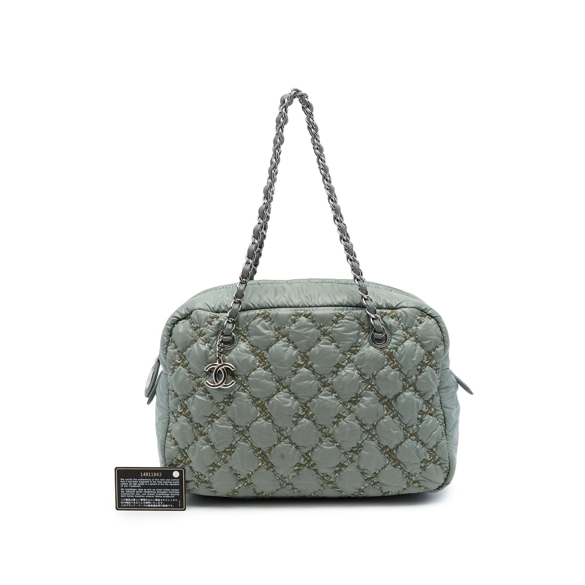 Chanel Paris Byzance Nylon Tweed On Stitch Bowler Bag — Gray