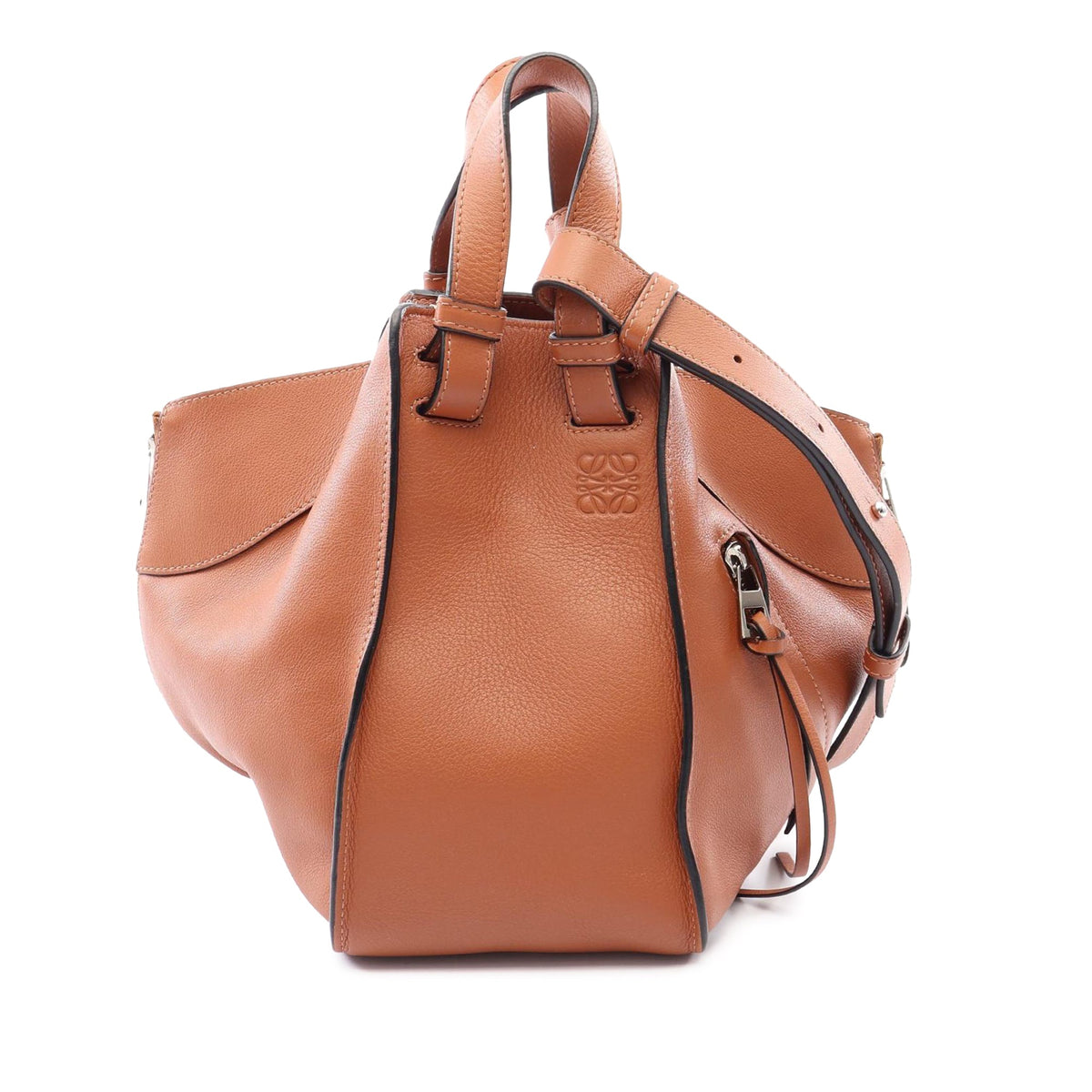 LOEWE Small Leather Hammock Bag — Brown