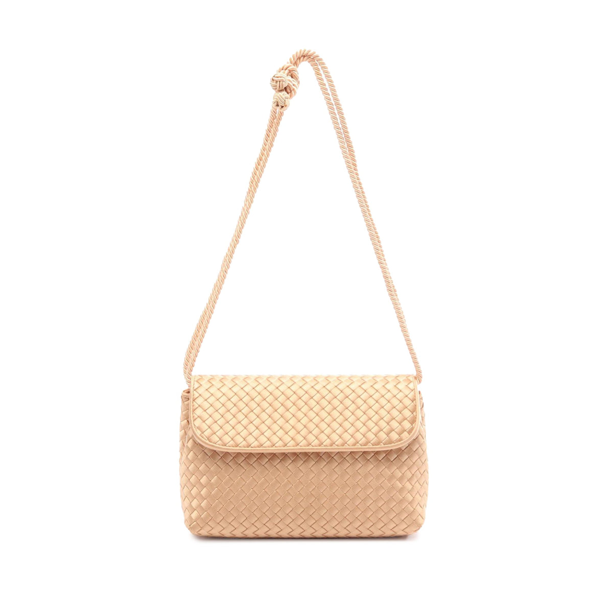 Bottega Veneta Satin Intrecciato Shoulder Bag — Gold