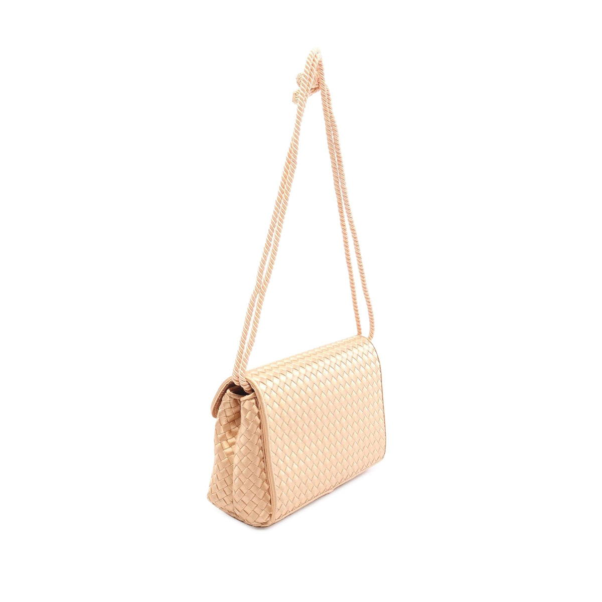 Bottega Veneta Satin Intrecciato Shoulder Bag — Gold