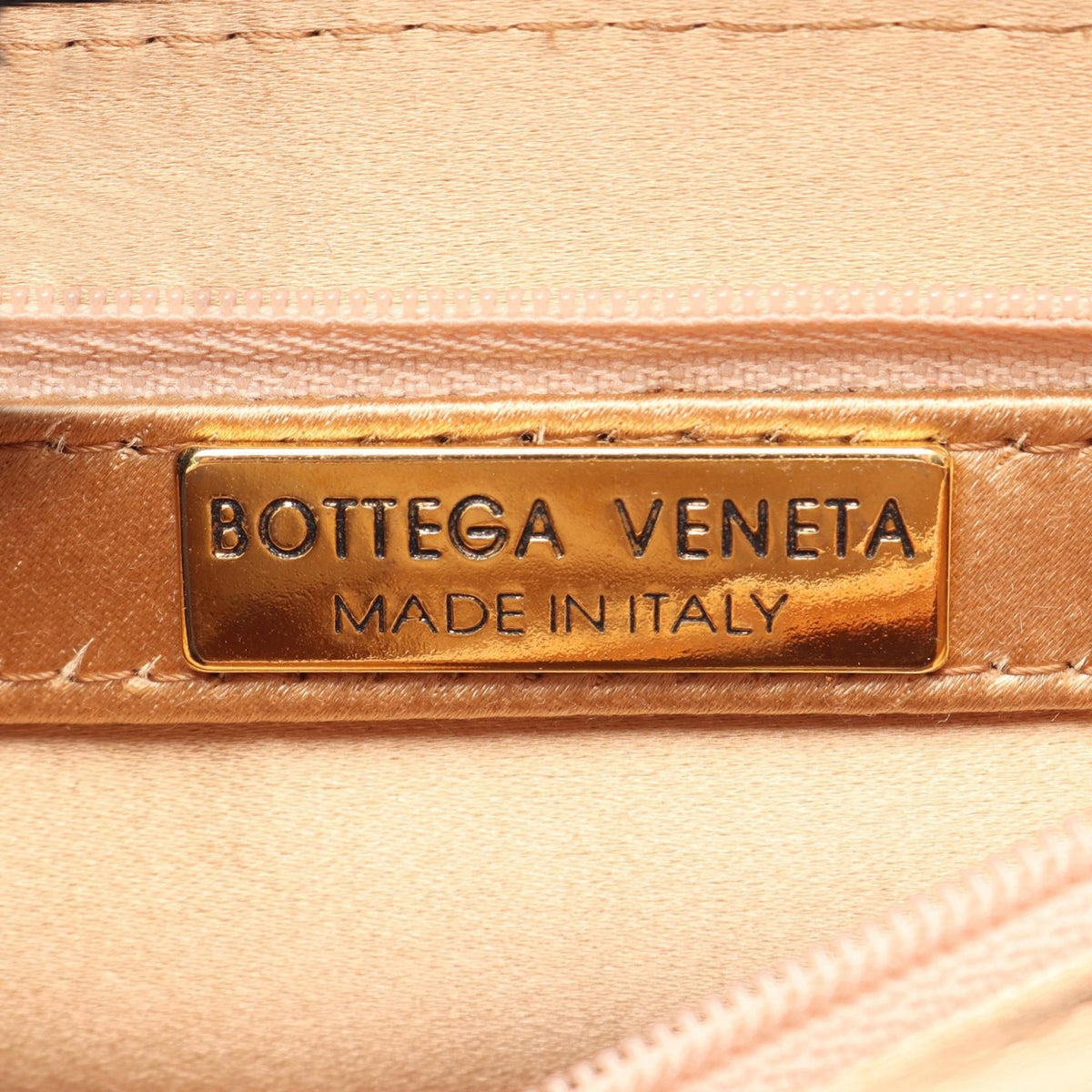 Bottega Veneta Satin Intrecciato Shoulder Bag — Gold