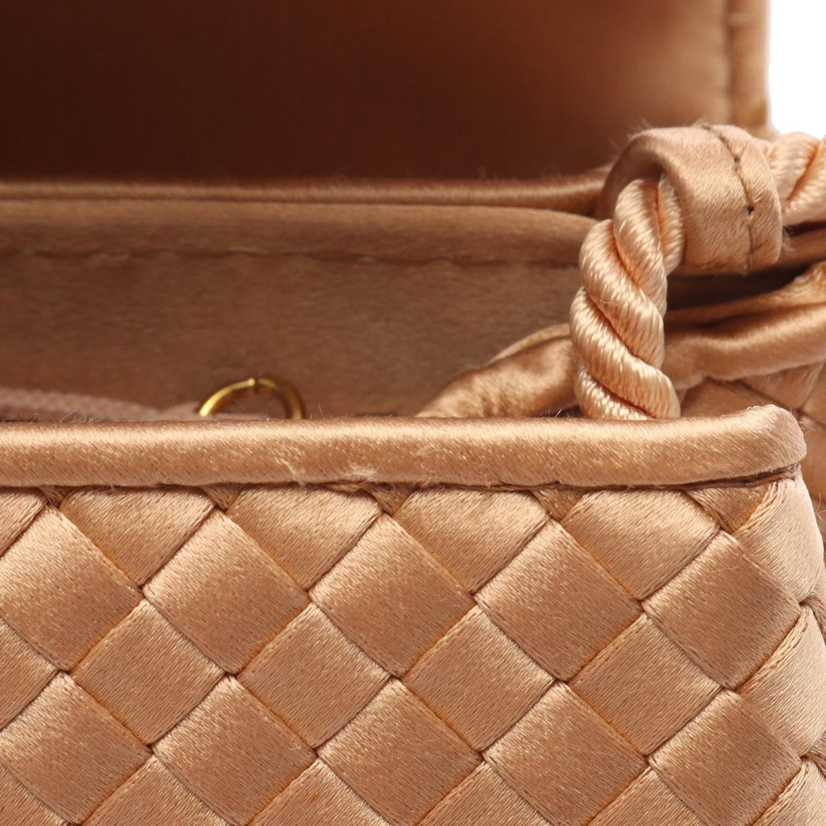 Bottega Veneta Satin Intrecciato Shoulder Bag — Gold