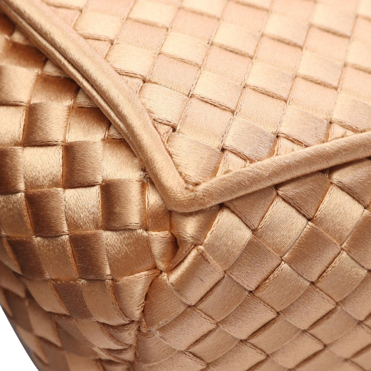 Bottega Veneta Satin Intrecciato Shoulder Bag — Gold
