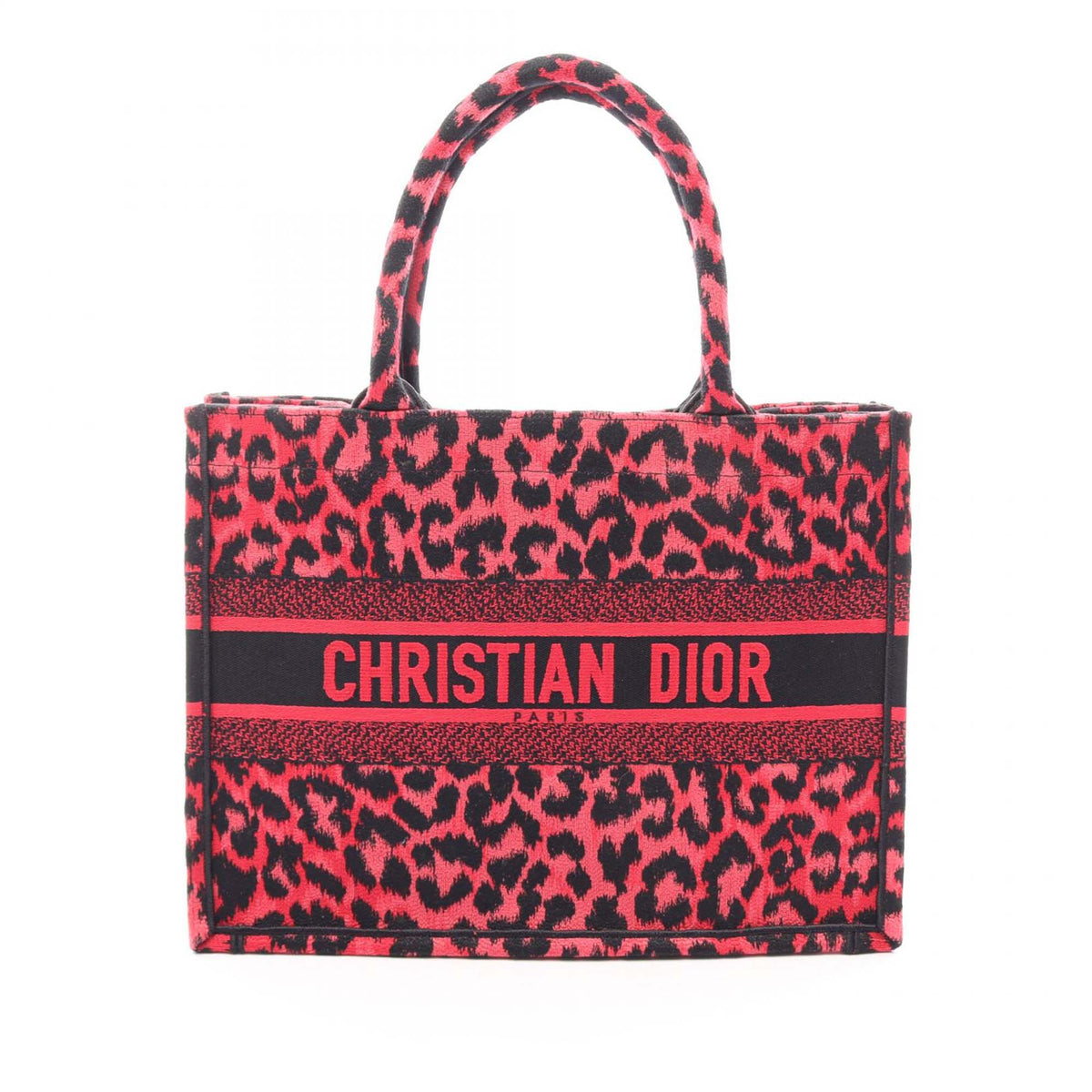 Dior Mizza Medium Embroidered Canvas Leopard Book Tote