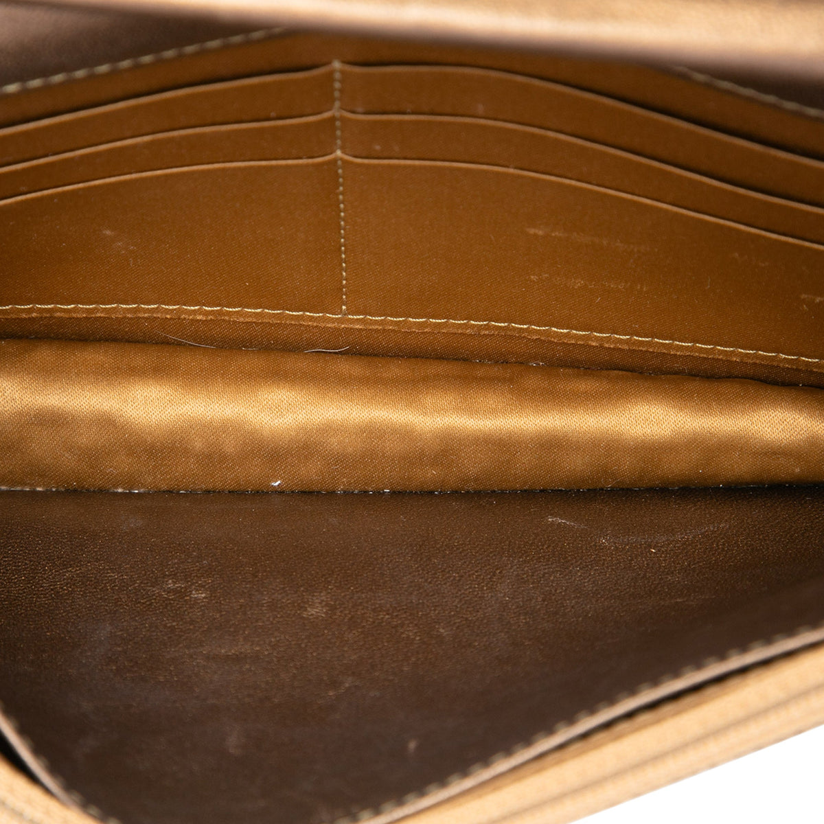 Chanel CC Embossed Metallic Lambskin Wallet on Chain — Gold