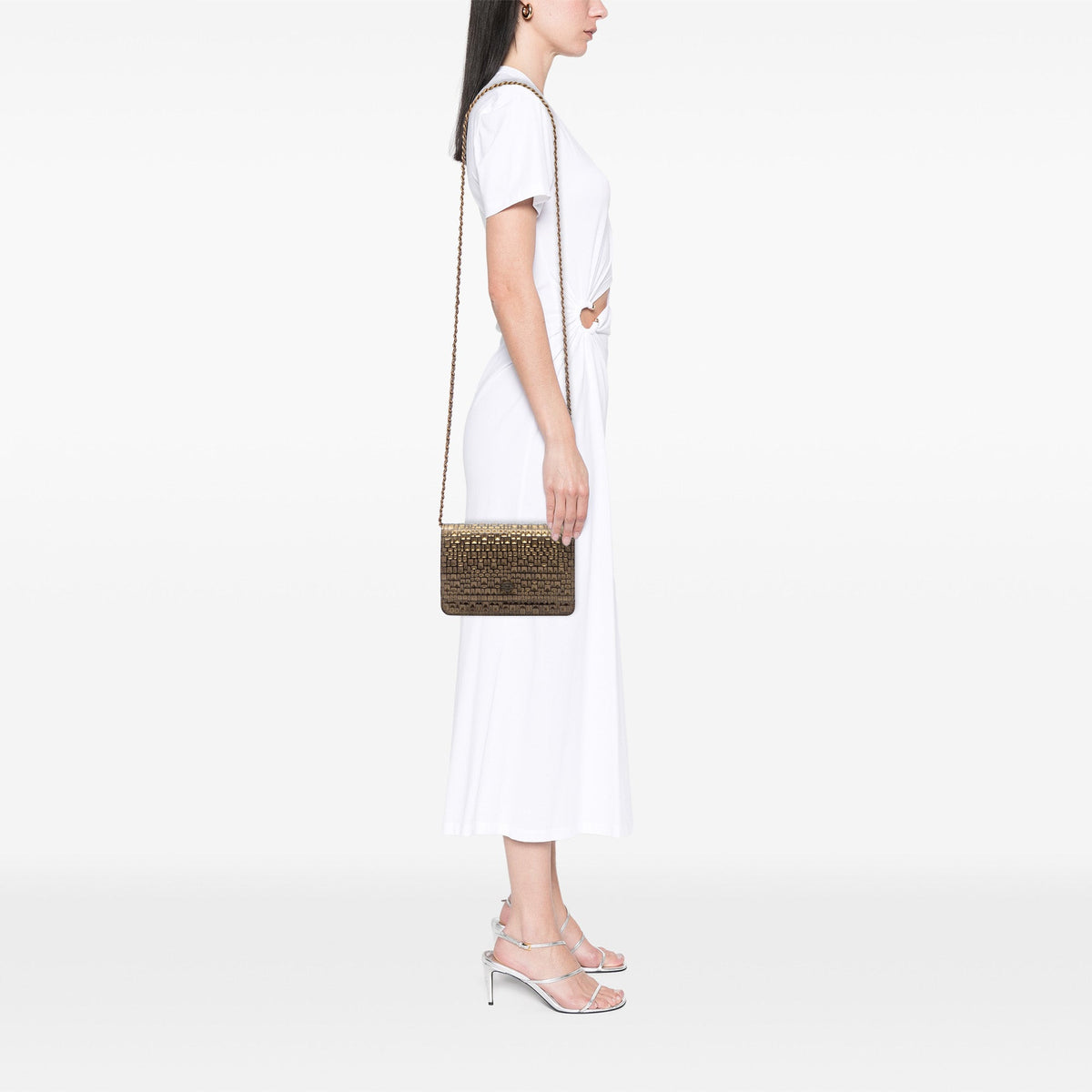 Chanel CC Embossed Metallic Lambskin Wallet on Chain — Gold