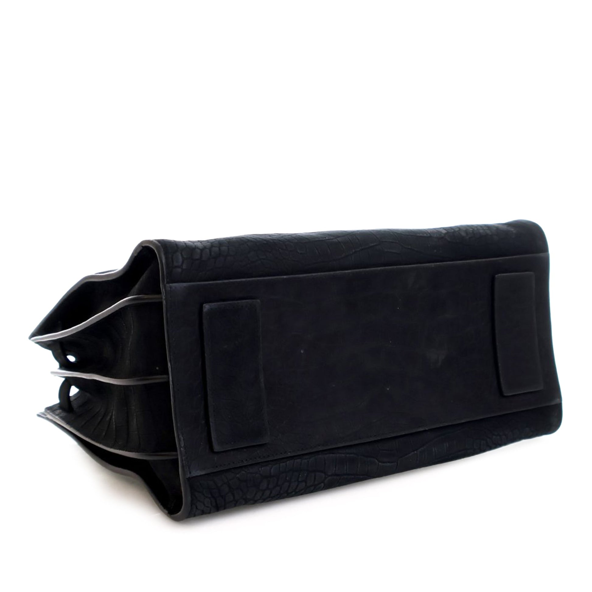 Saint Laurent Small Croc Embossed Suede Sac De Jour Satchel
