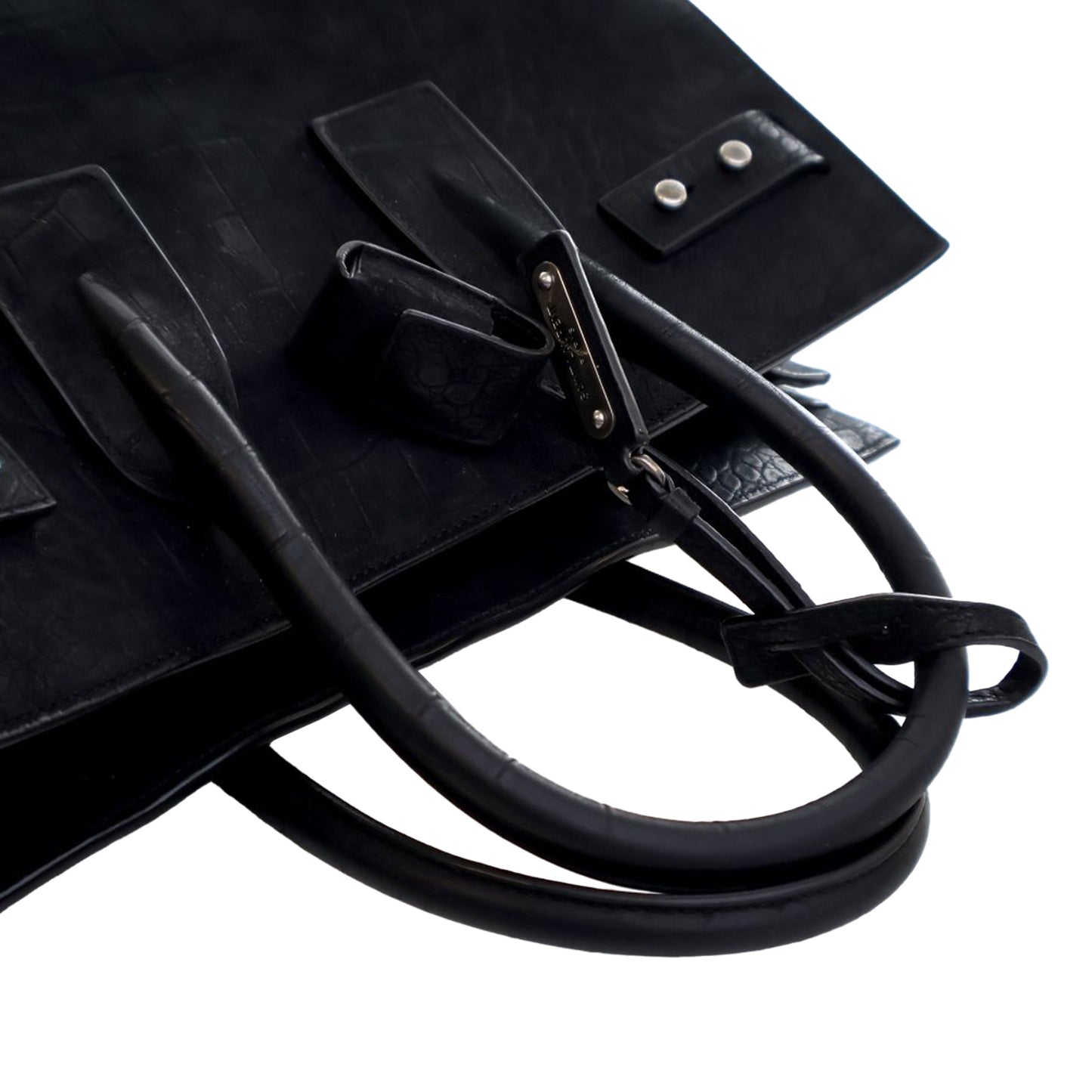 Saint Laurent Small Croc Embossed Suede Sac De Jour Satchel
