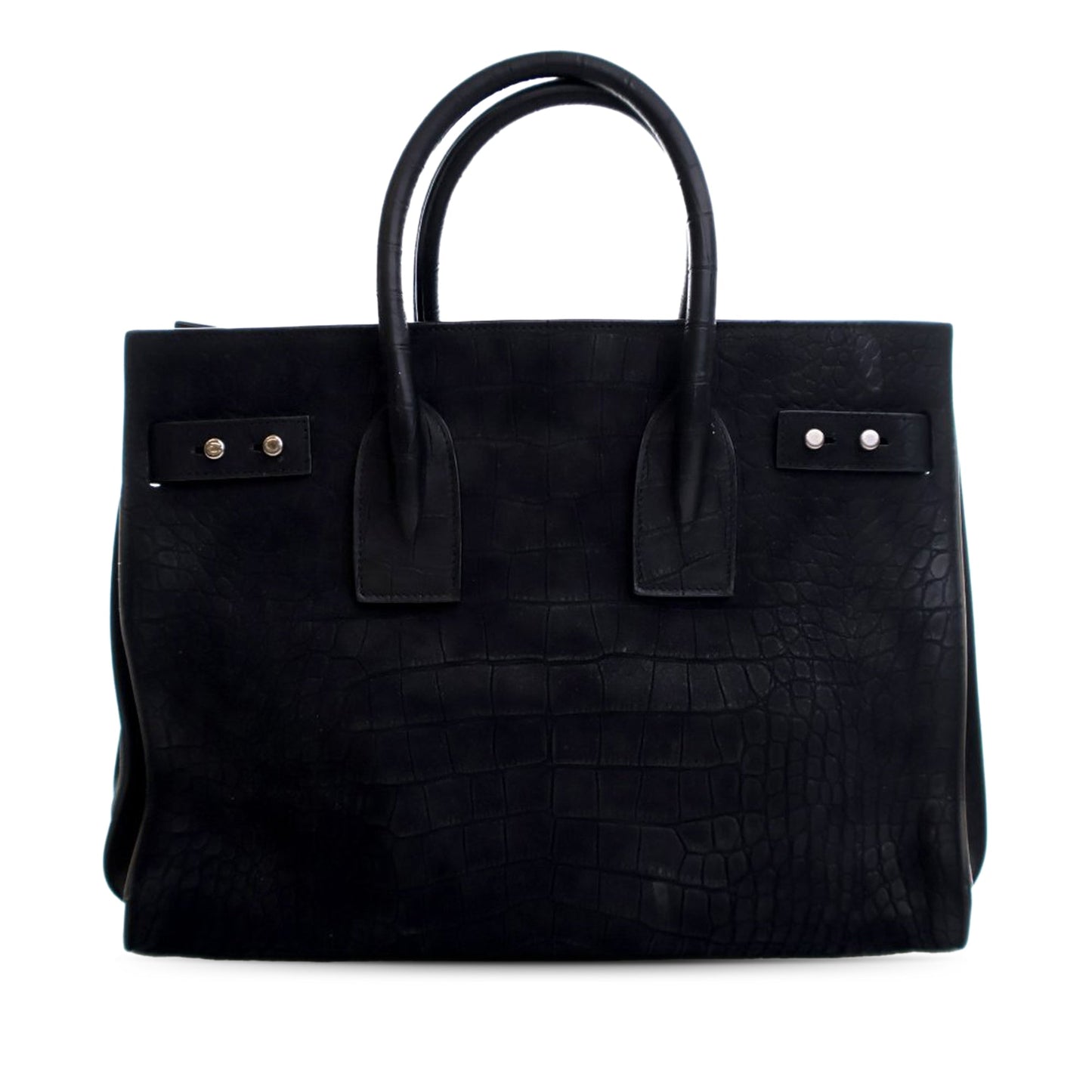 Saint Laurent Small Croc Embossed Suede Sac De Jour Satchel