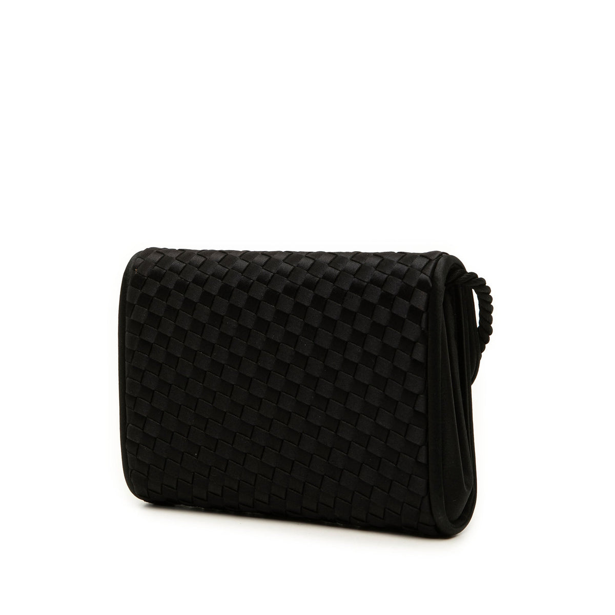 Bottega Veneta Satin Intrecciato Flap Crossbody — Black