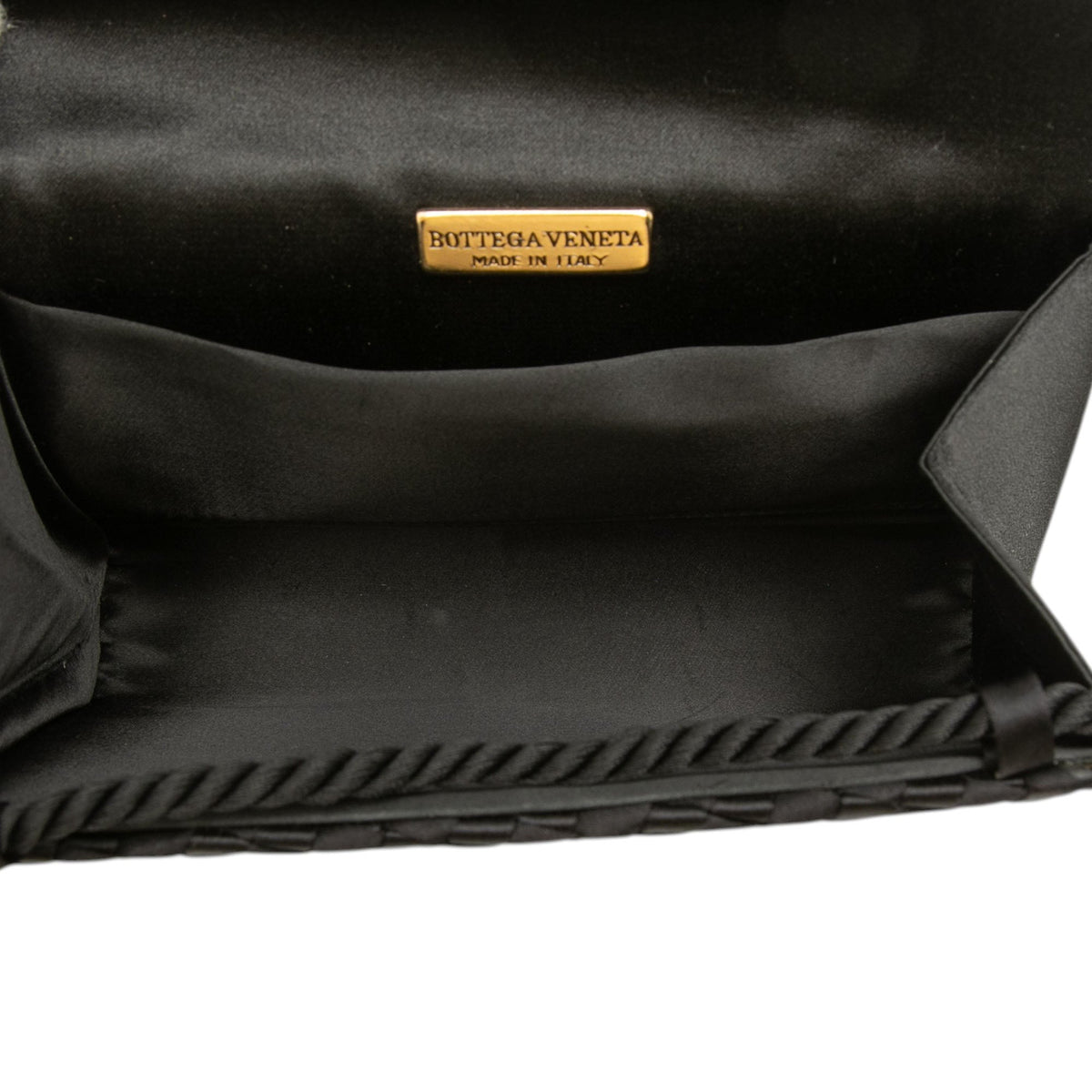 Bottega Veneta Satin Intrecciato Flap Crossbody — Black