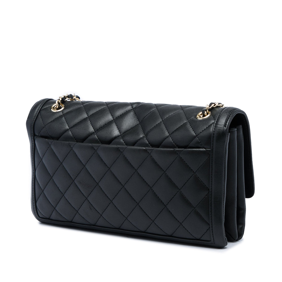 Chanel Medium Quilted Lambskin 3 Compartment Flap — Black