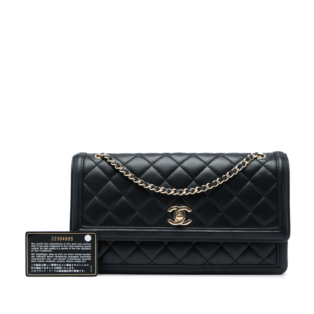 Chanel Medium Quilted Lambskin 3 Compartment Flap — Black
