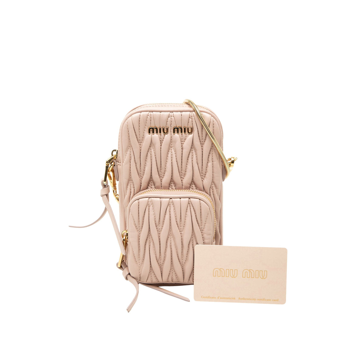 Miu Miu Matelasse Nappa Phone Holder Crossbody