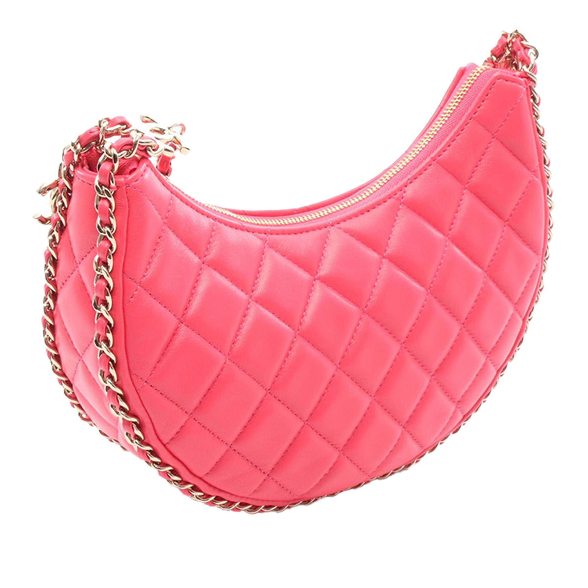 Chanel Small Quilted Lambskin Chain Around Hook Hobo Bag