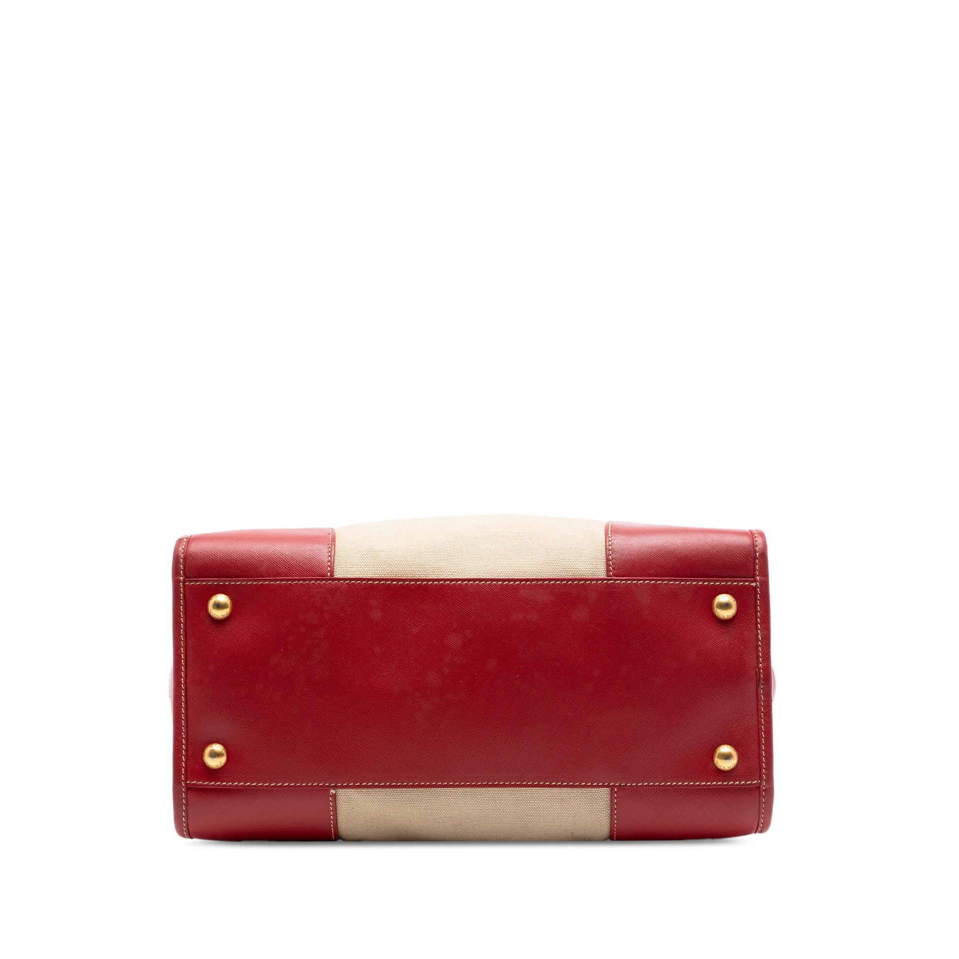 Prada Saffiano Trimmed Canvas Canapa Satchel