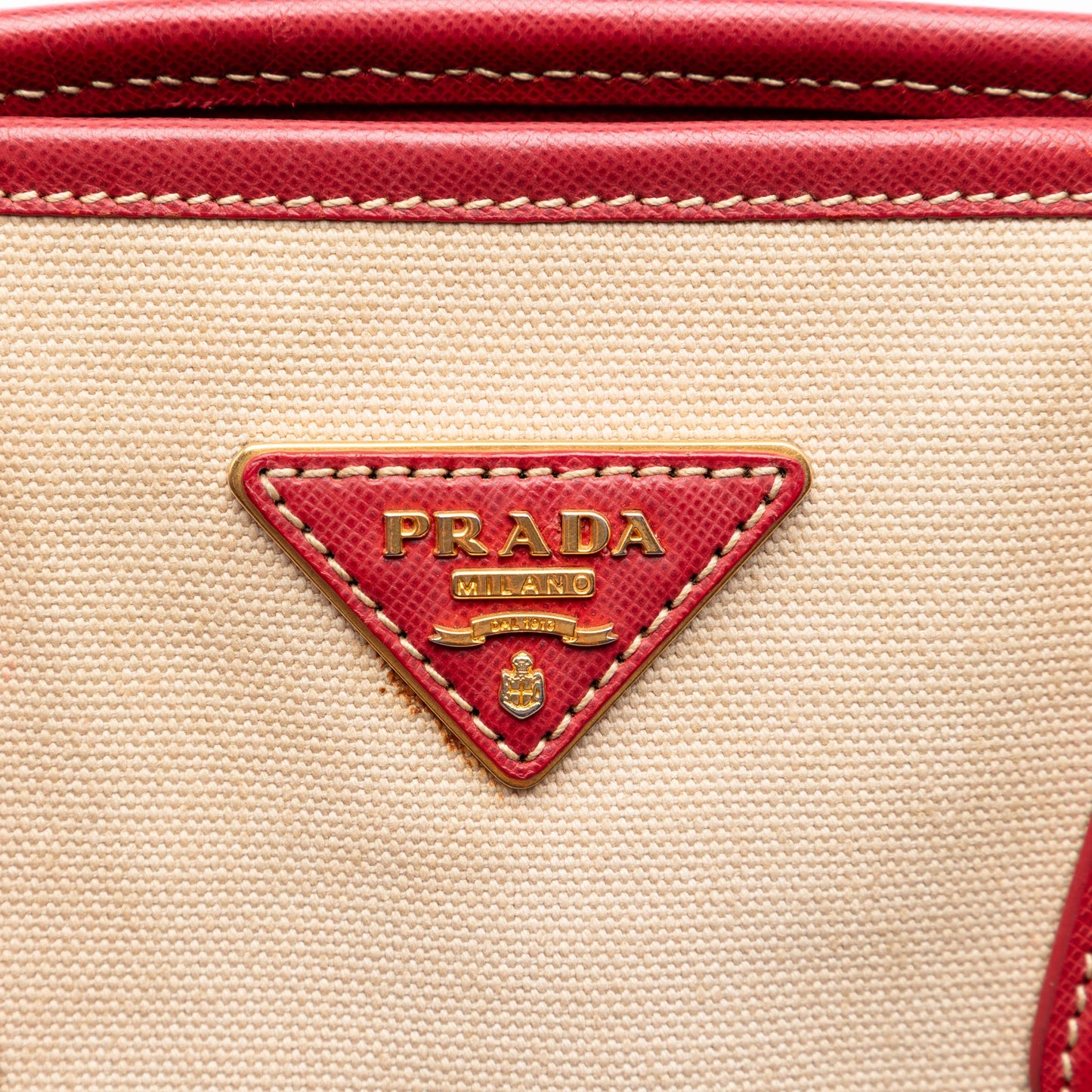 Prada Saffiano Trimmed Canvas Canapa Satchel