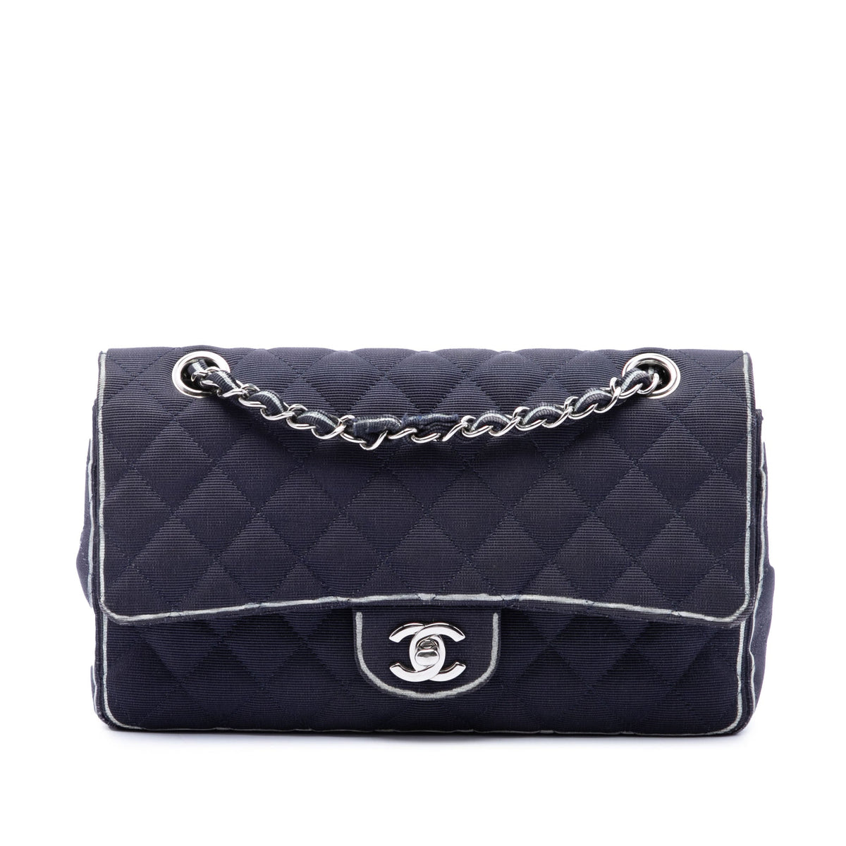 Chanel Medium Classic Printed Grosgrain Double Flap