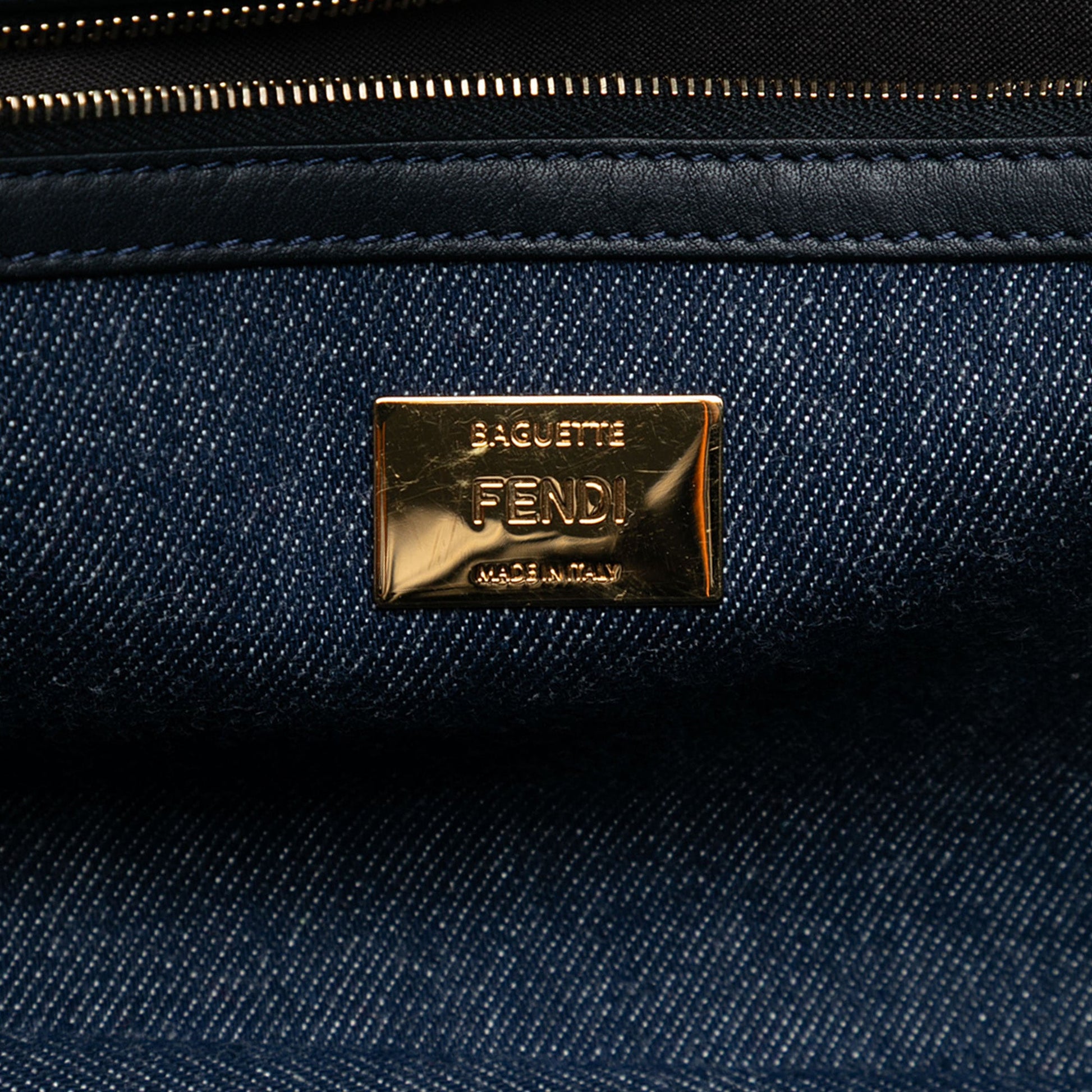 Fendi Large Denim Baguette Satchel
