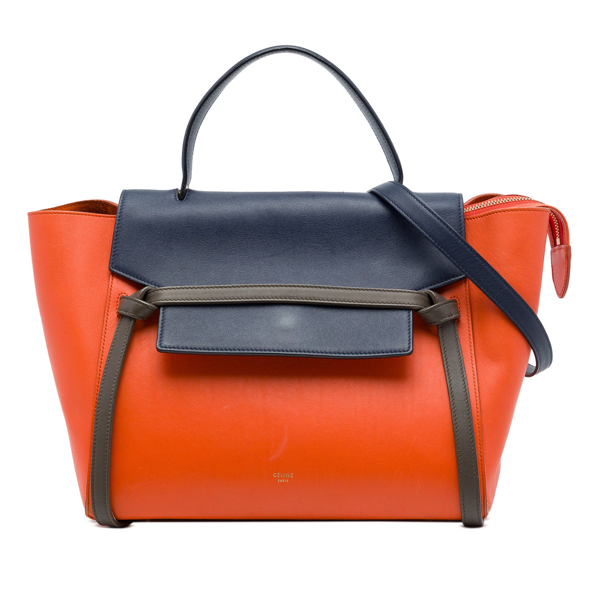 Celine Mini Tricolor Leather Belt Bag — Orange