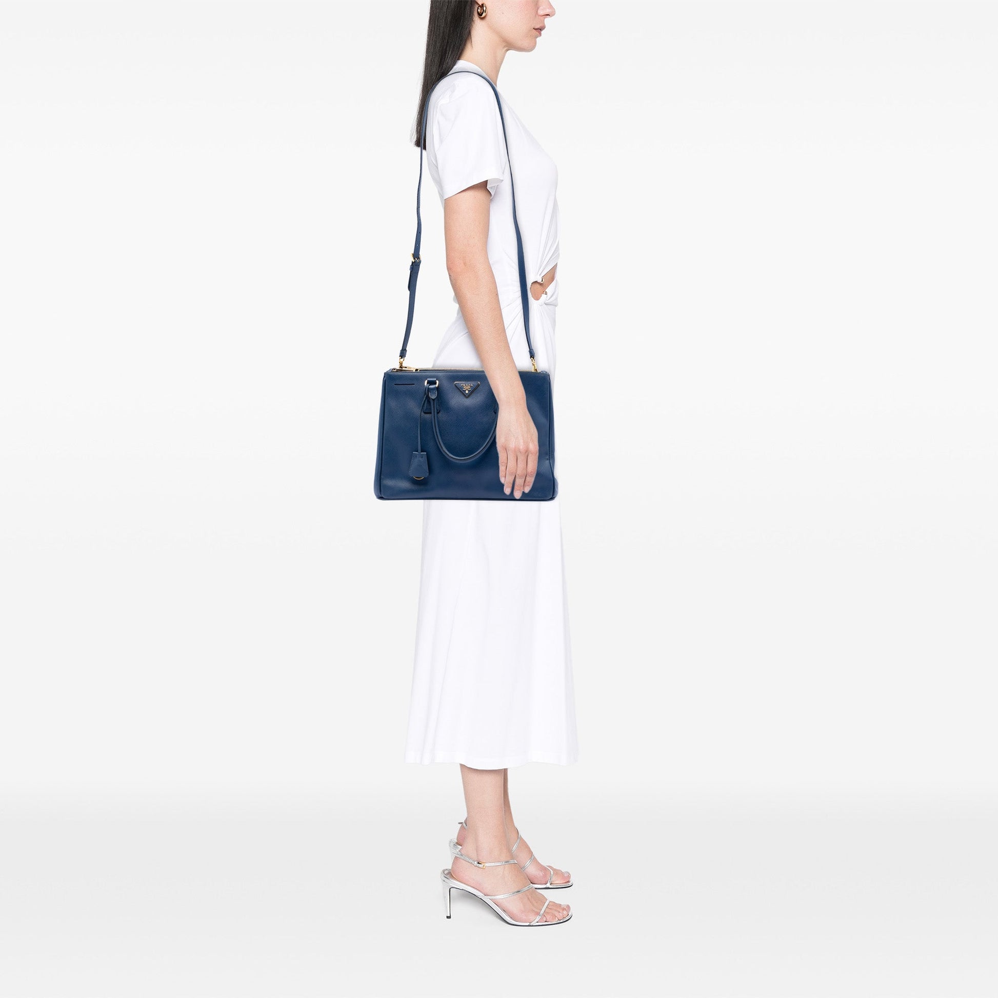 Medium Saffiano Lux Galleria Double Zip Satchel