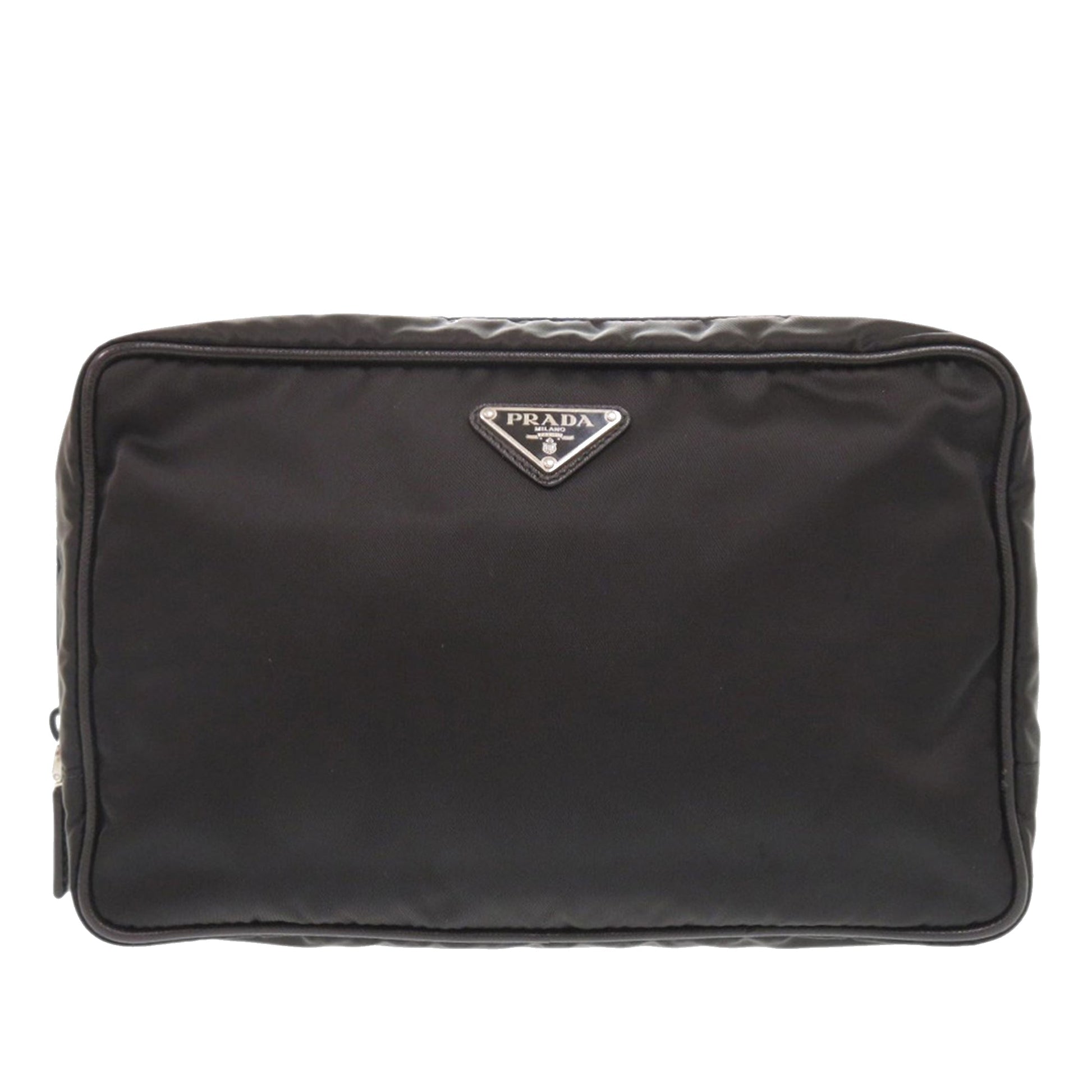 Prada Saffiano Trimmed Tessuto Clutch