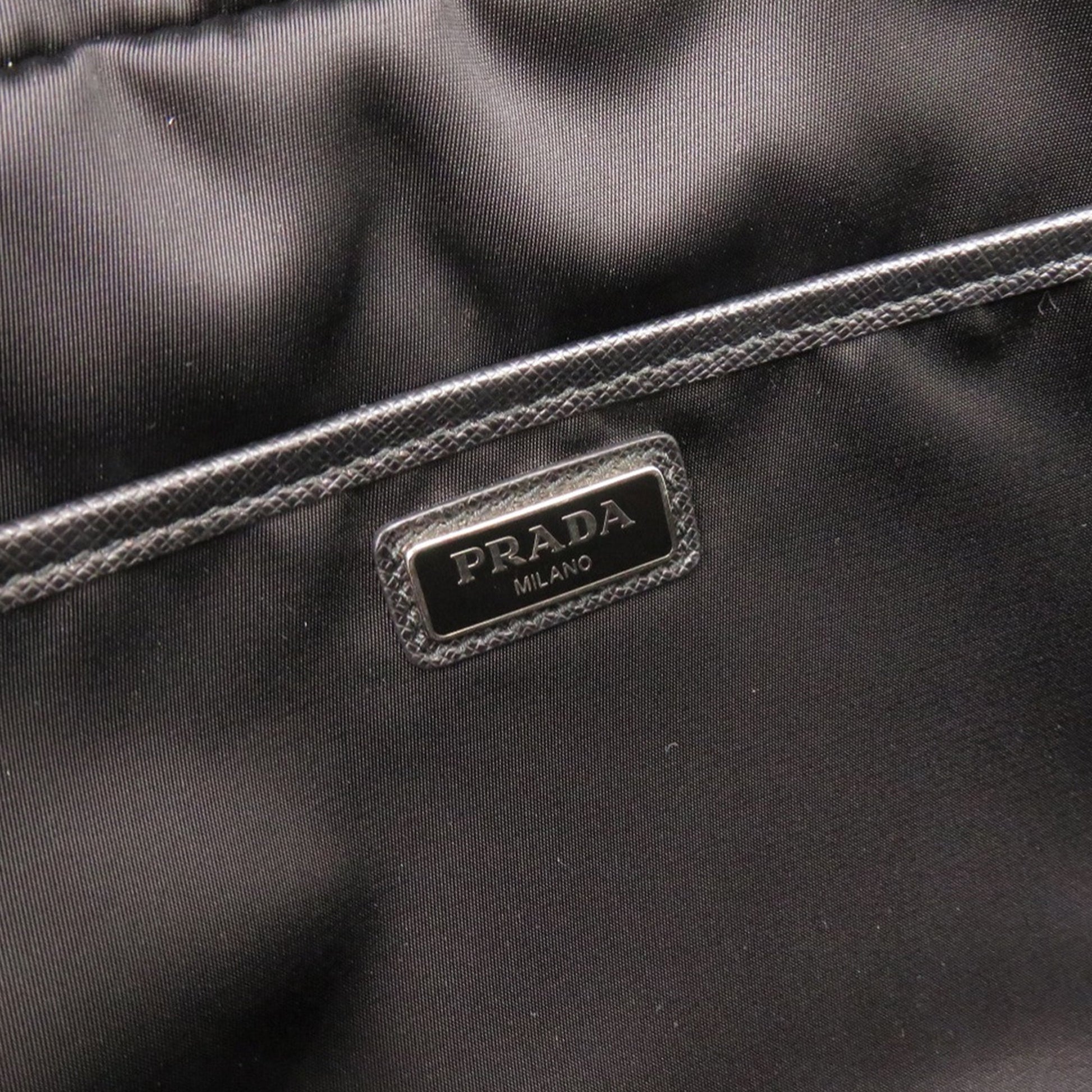 Prada Saffiano Trimmed Tessuto Clutch