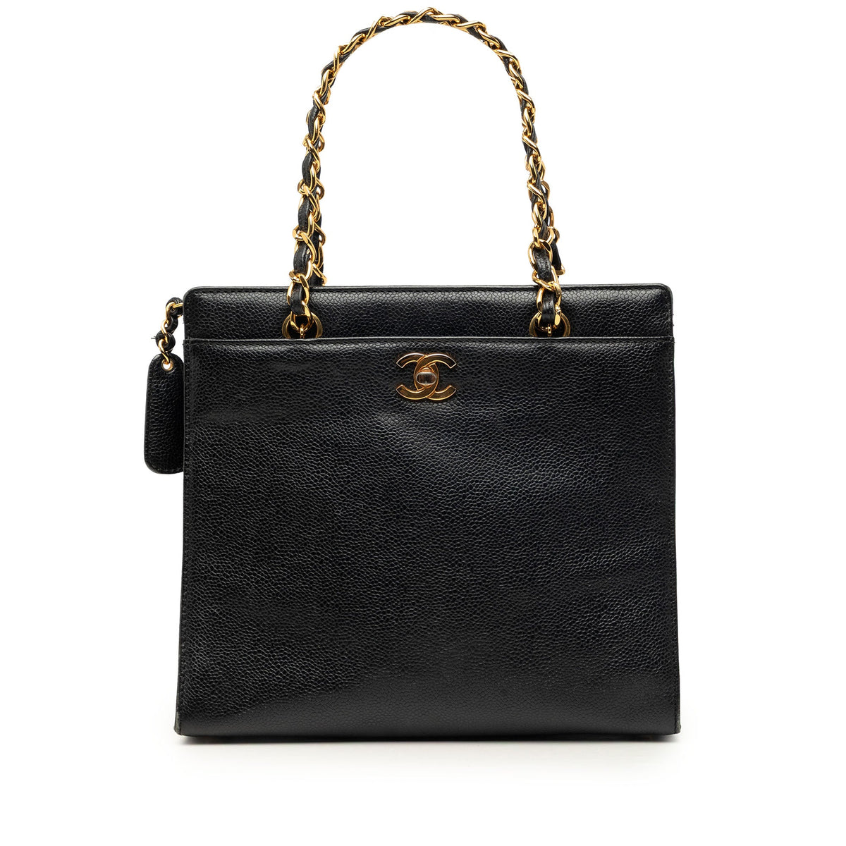 Chanel CC Caviar Chain Turn Lock Tote