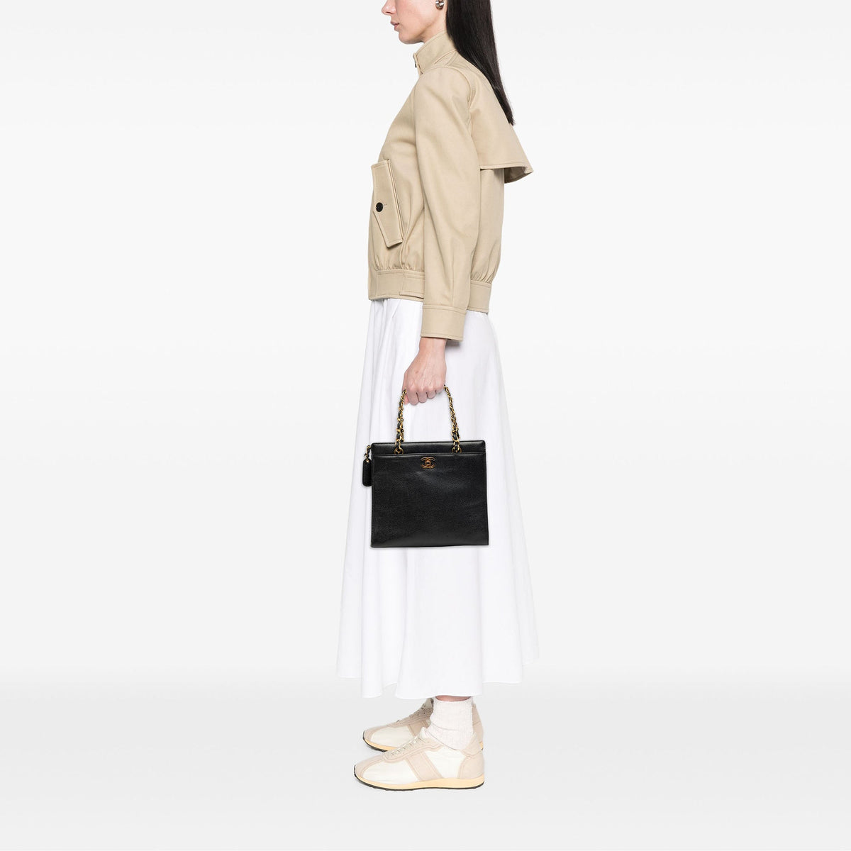 Chanel CC Caviar Chain Turn Lock Tote