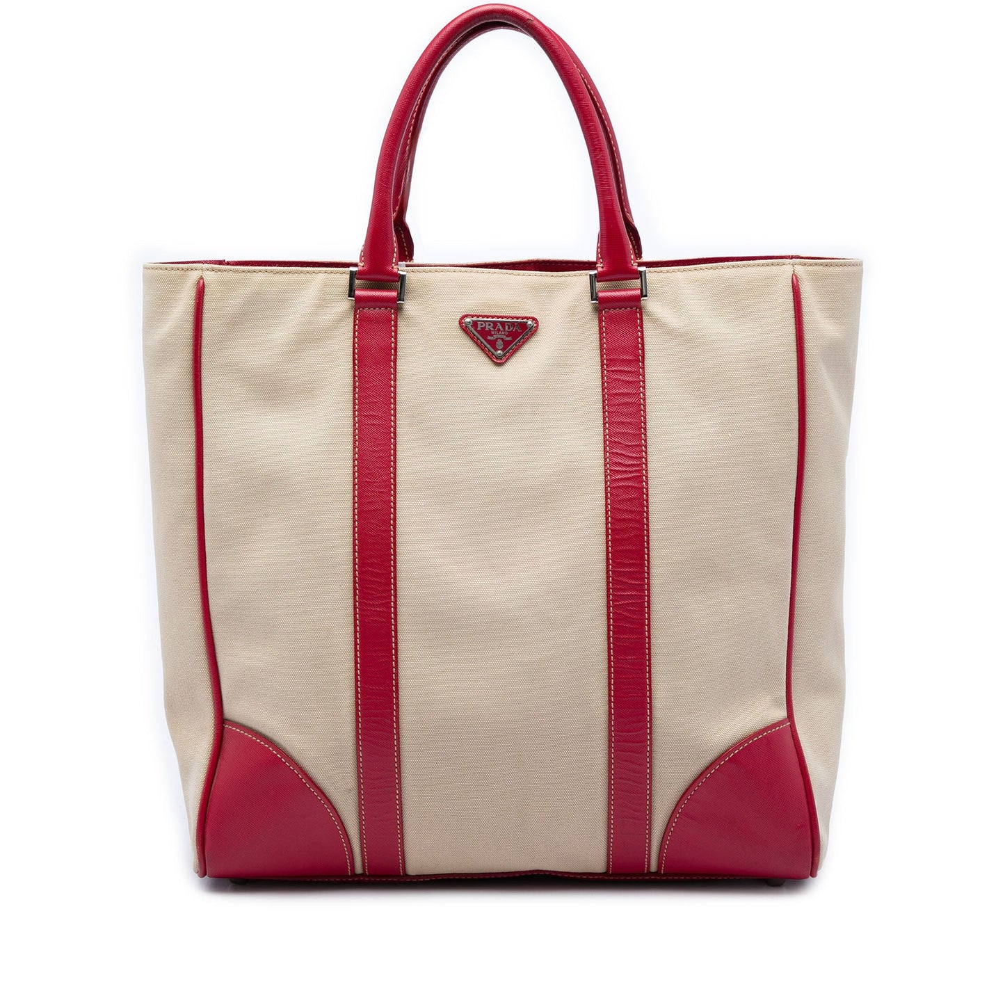 Prada Saffiano Trimmed Canvas Tote