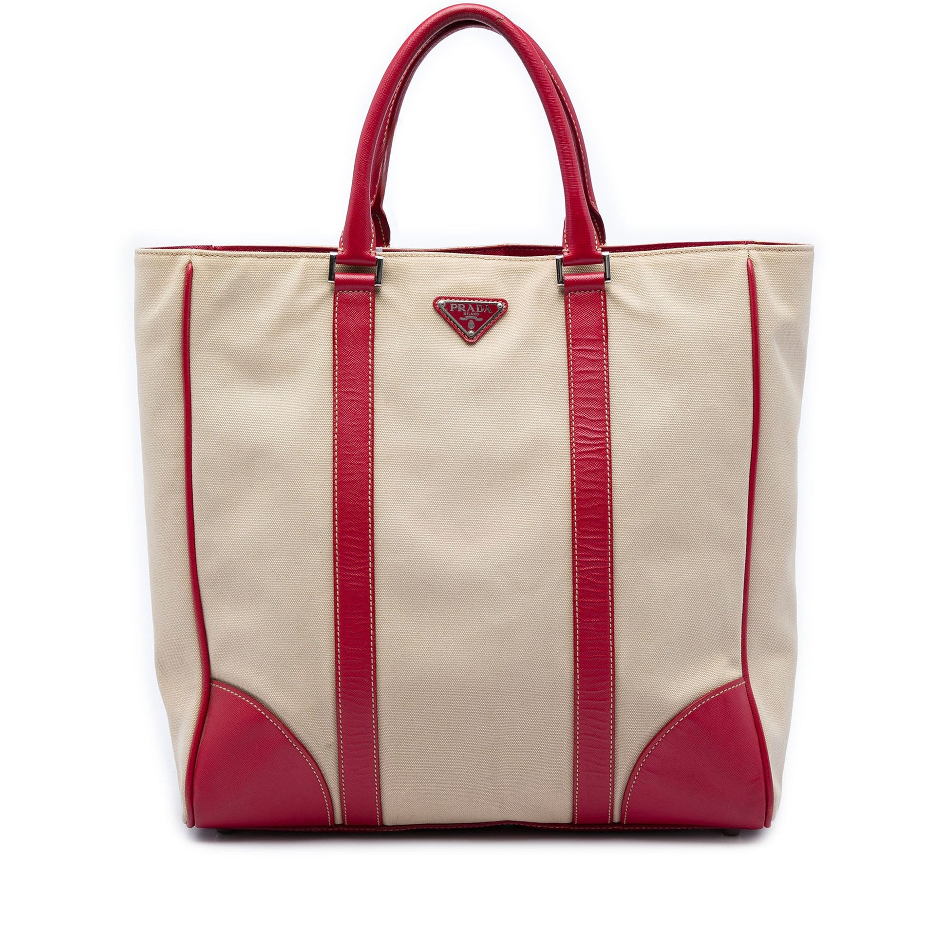 Prada Saffiano Trimmed Canvas Tote