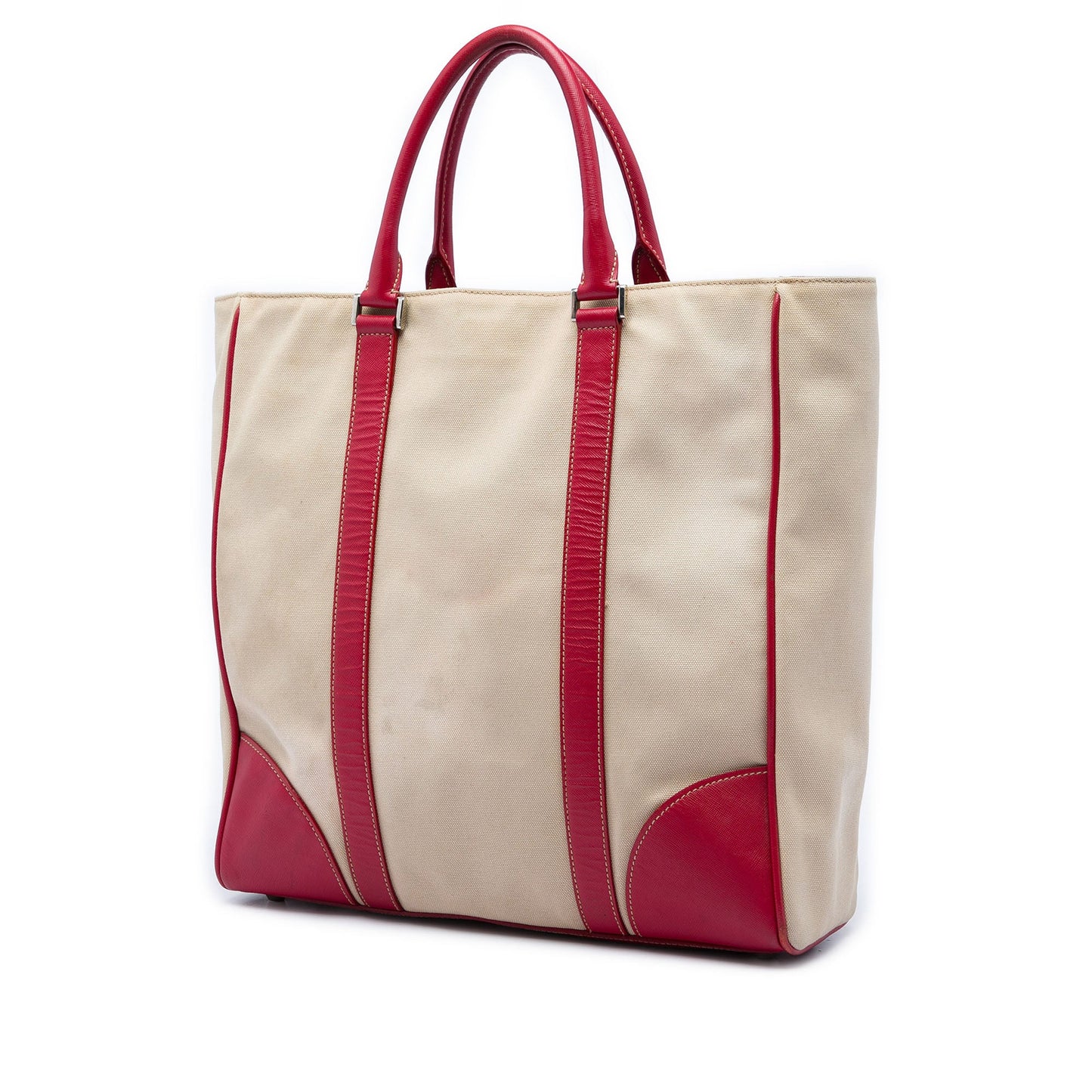 Prada Saffiano Trimmed Canvas Tote