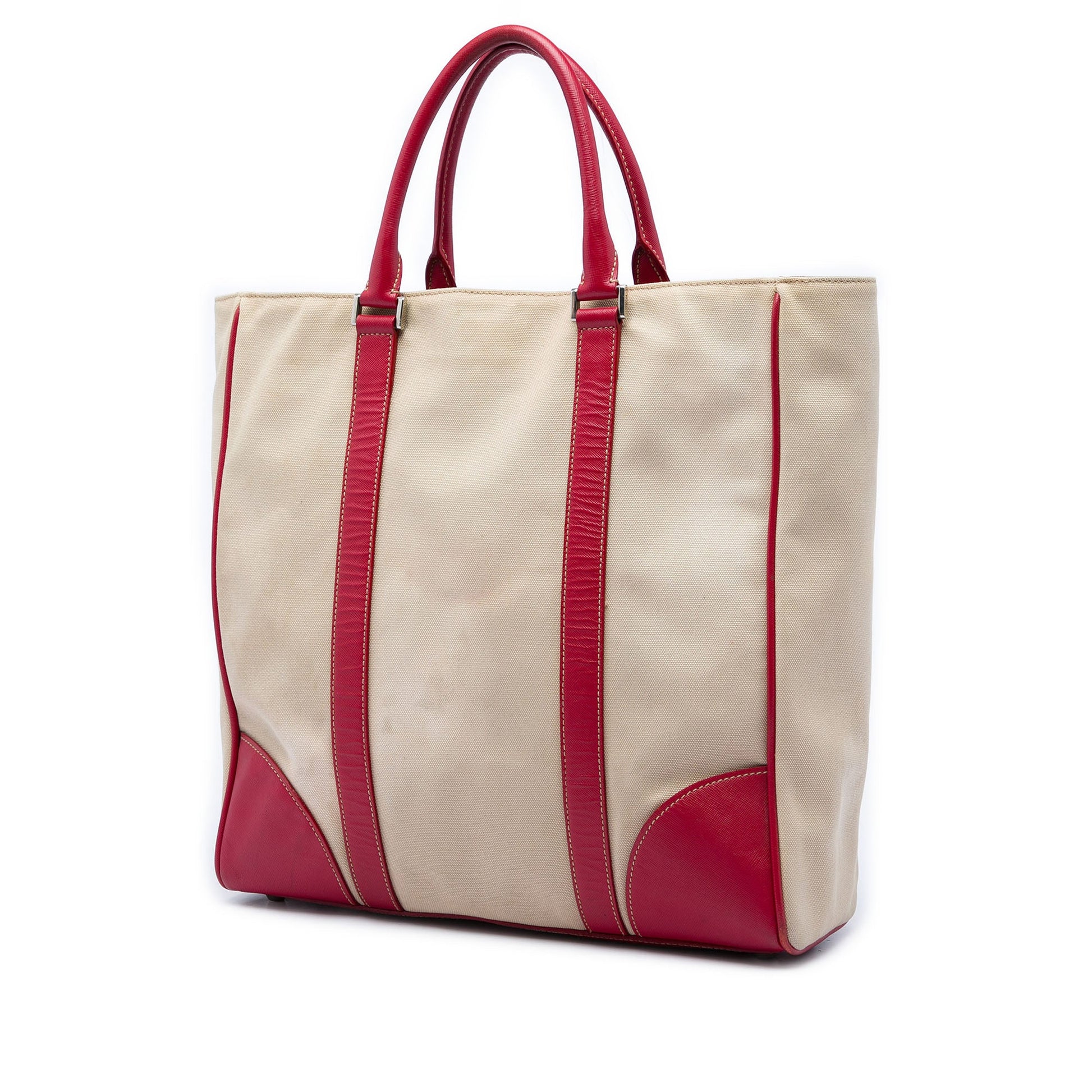 Prada Saffiano Trimmed Canvas Tote