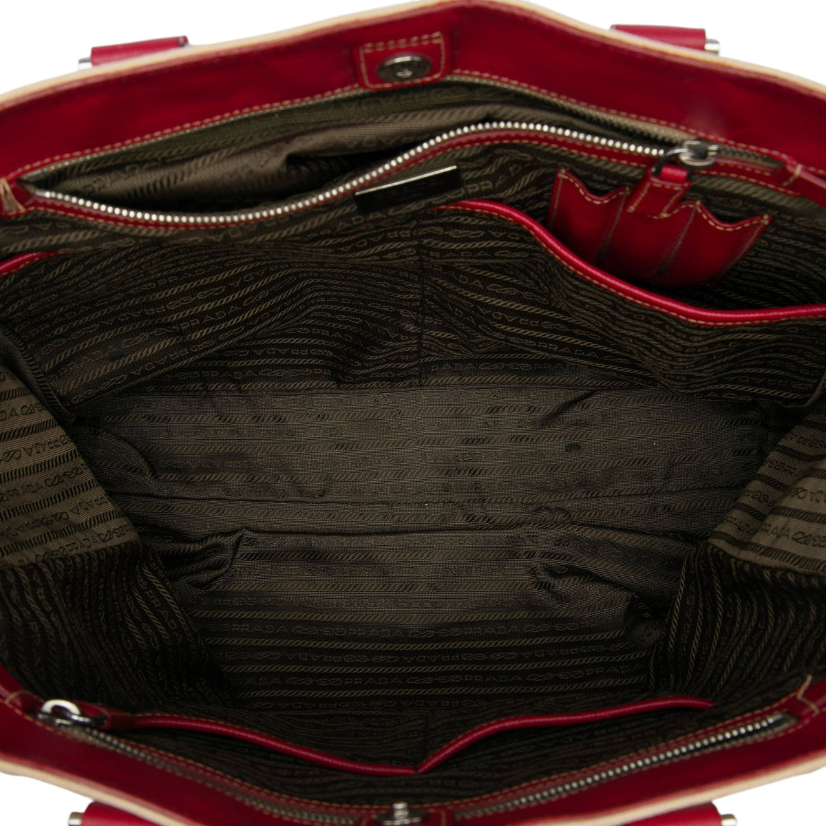 Prada Saffiano Trimmed Canvas Tote