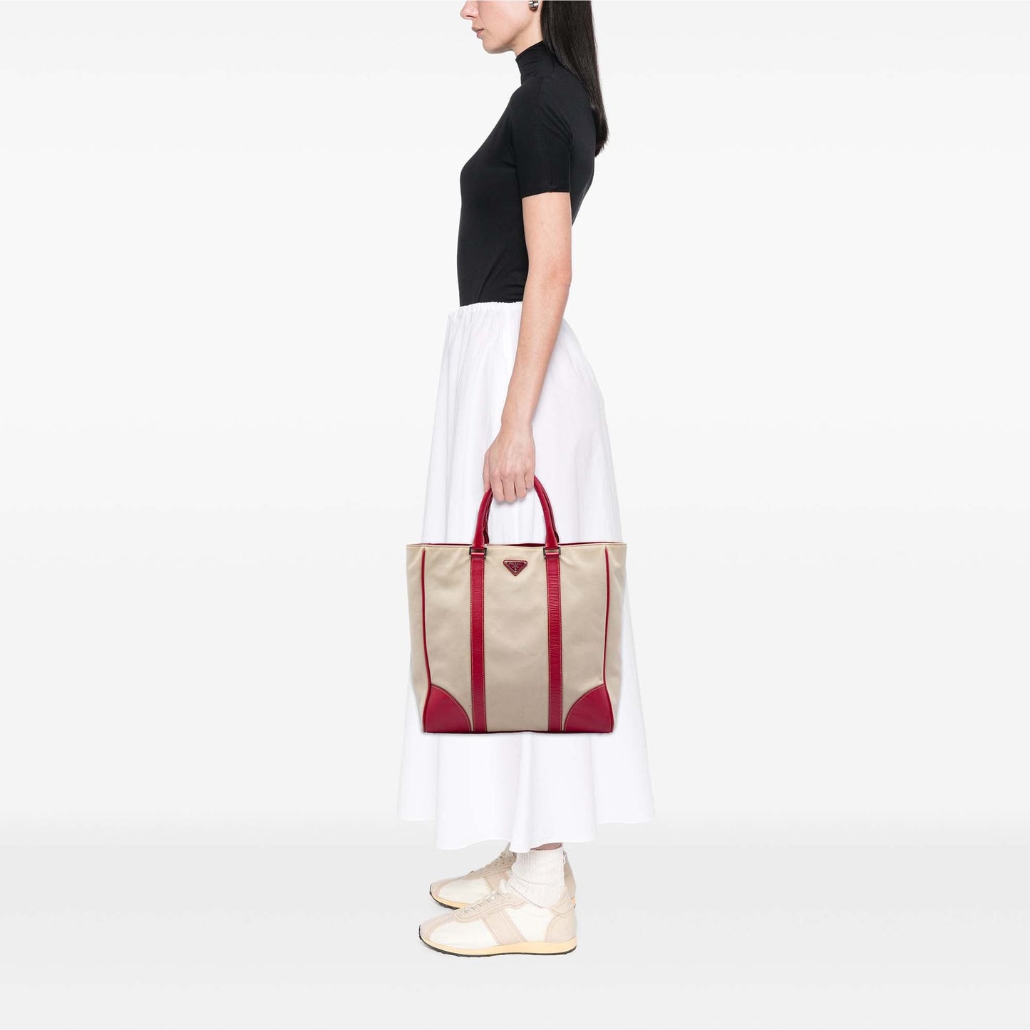 Prada Saffiano Trimmed Canvas Tote
