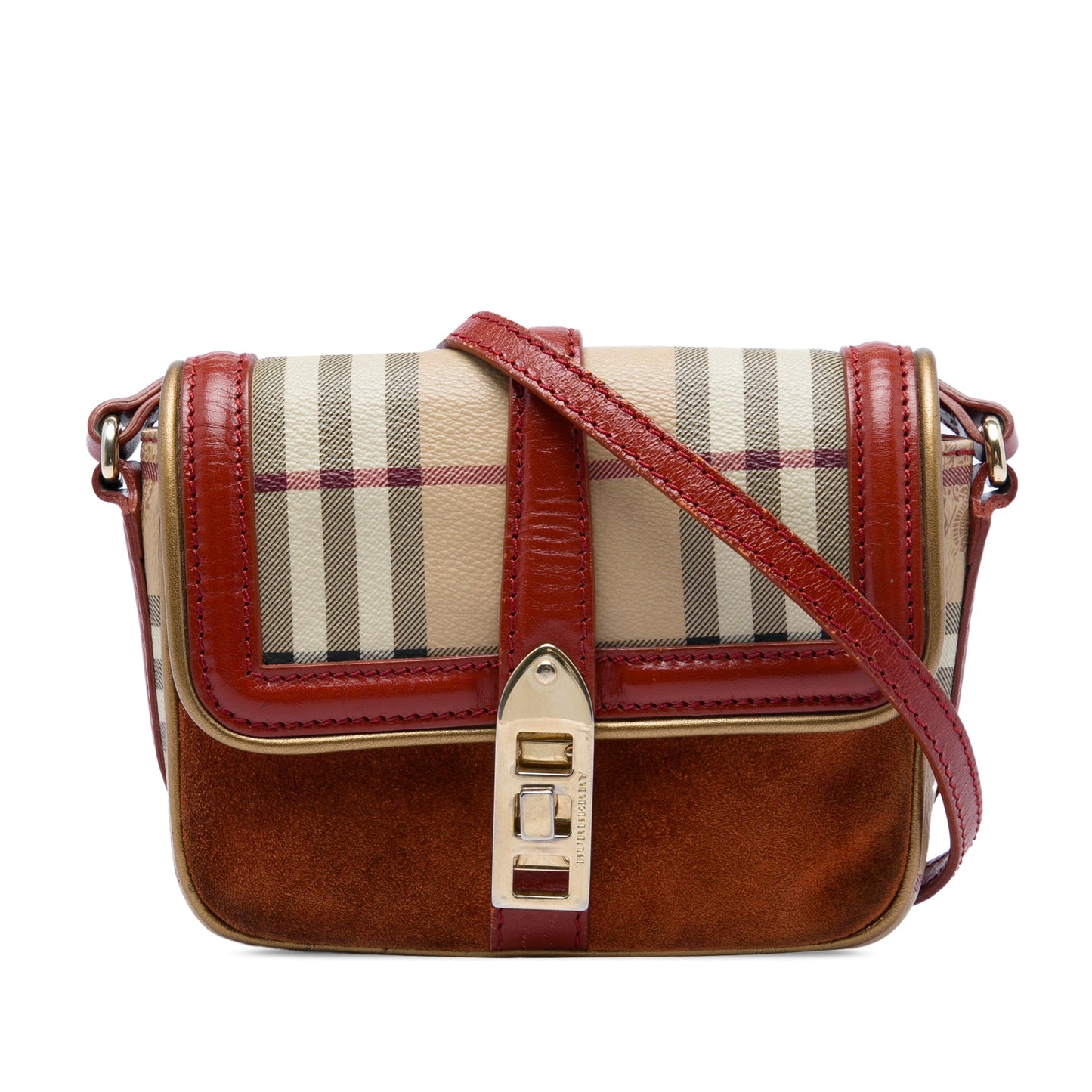 Burberry Mini Haymarket Check Coated Canvas and Suede Berkeley Crossbody