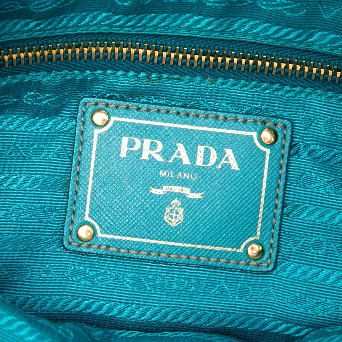 Prada Saffiano Trimmed Tessuto Zip Double Buckle Messenger Bag