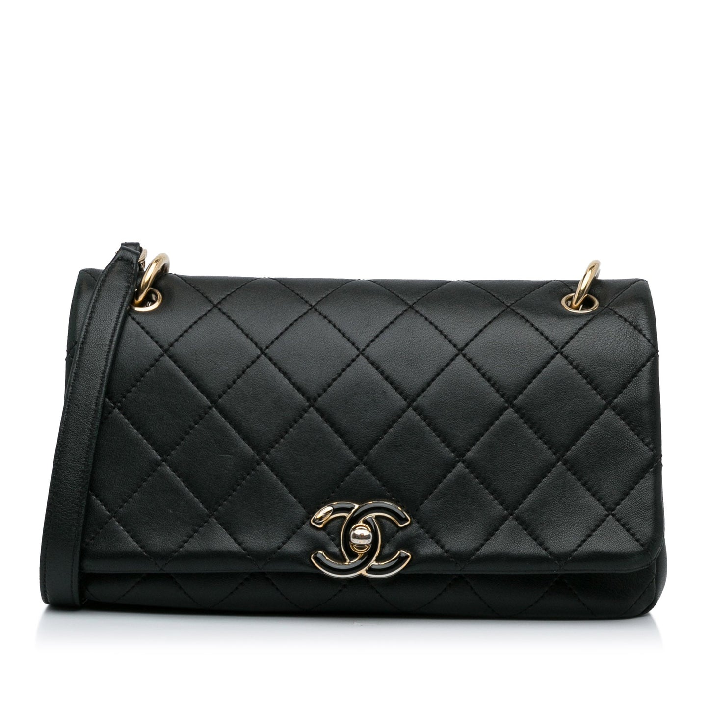 Chanel Large Lambskin Twist Chain Enamel CC Flap