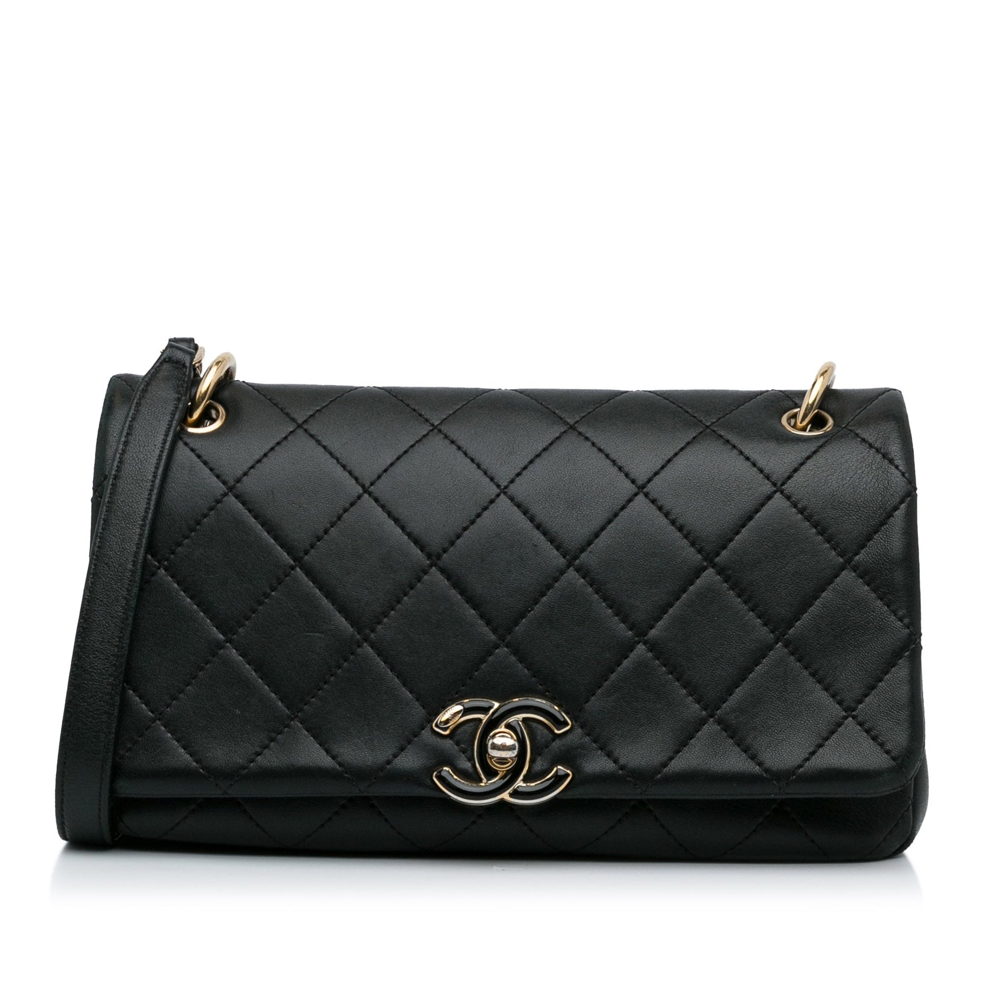Chanel Large Lambskin Twist Chain Enamel CC Flap