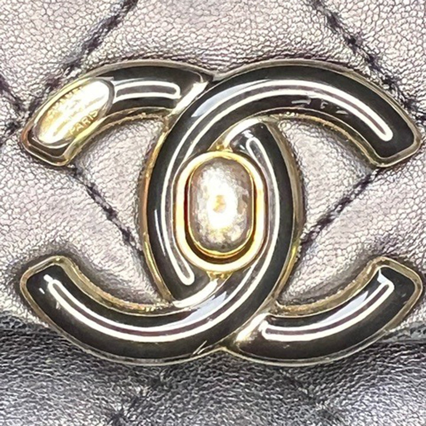 Chanel Large Lambskin Twist Chain Enamel CC Flap