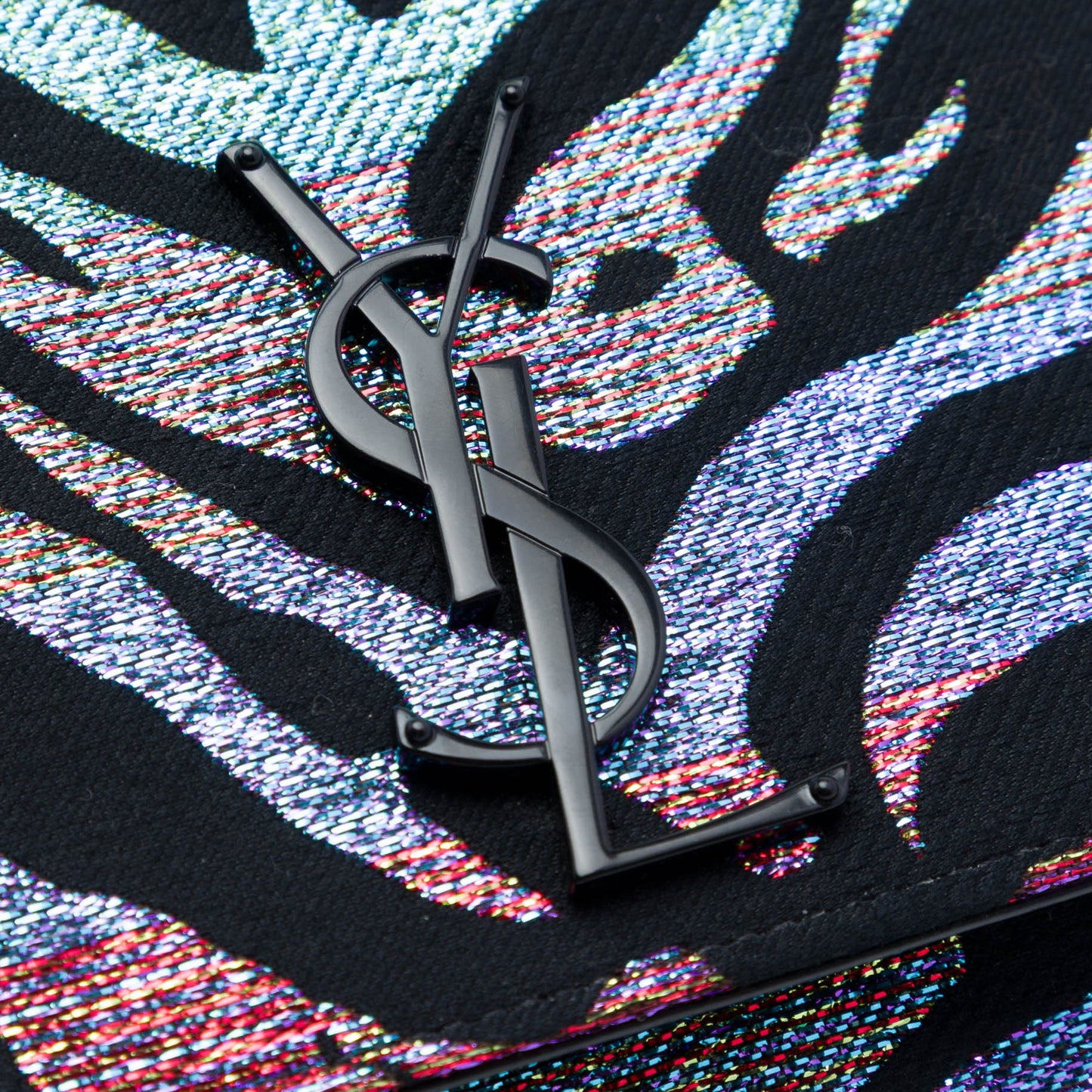 Saint Laurent Small Canvas Metallic Tiger Print Monogram Kate Crossbody