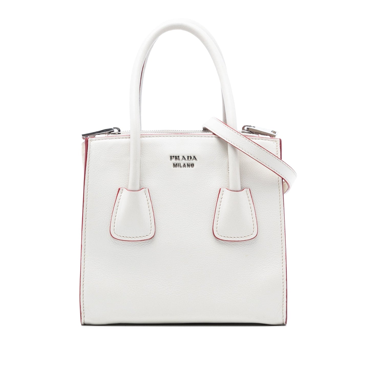 Prada Mini Scamosciato Trimmed Glace Calf Twin Pocket Satchel