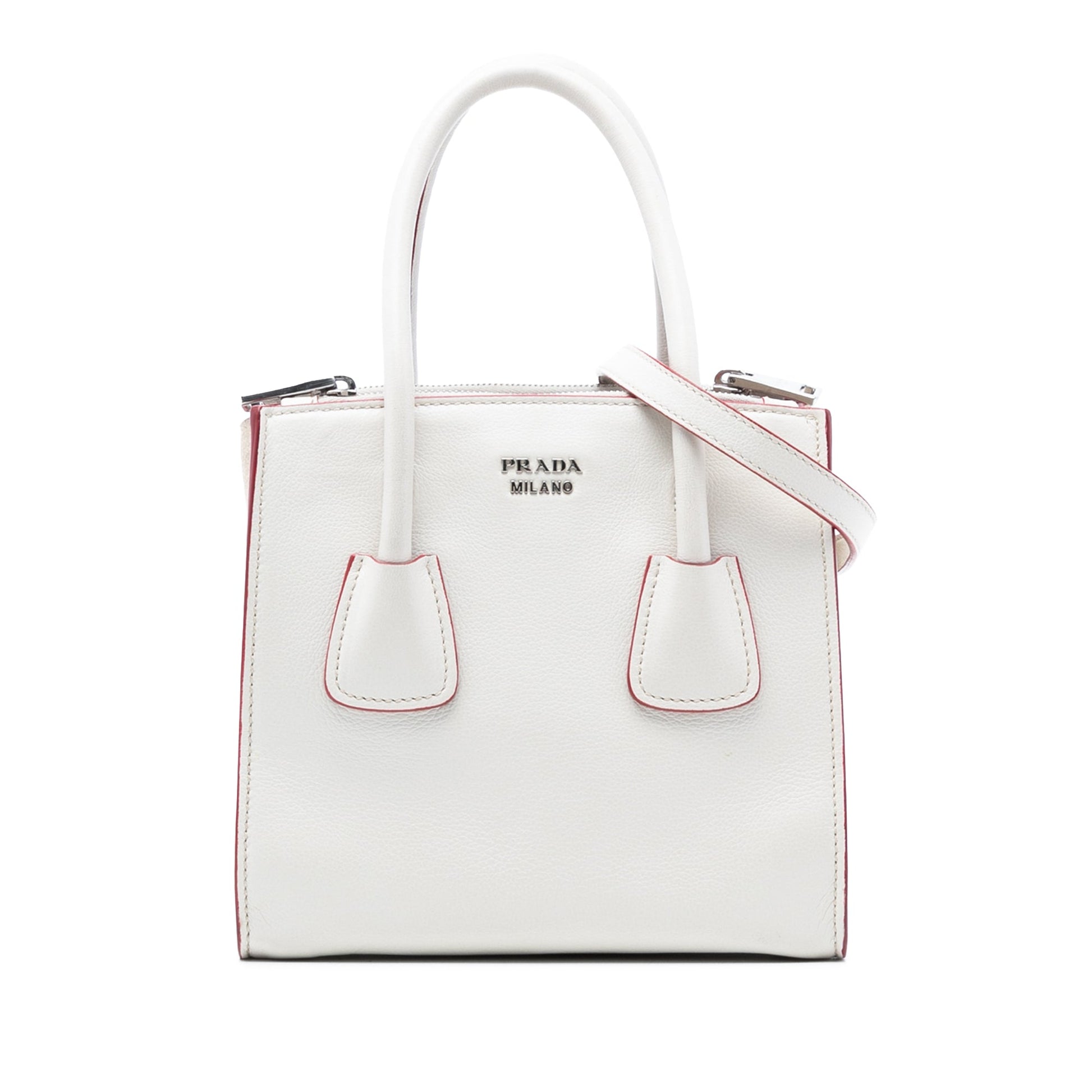 Prada Mini Scamosciato Trimmed Glace Calf Twin Pocket Satchel